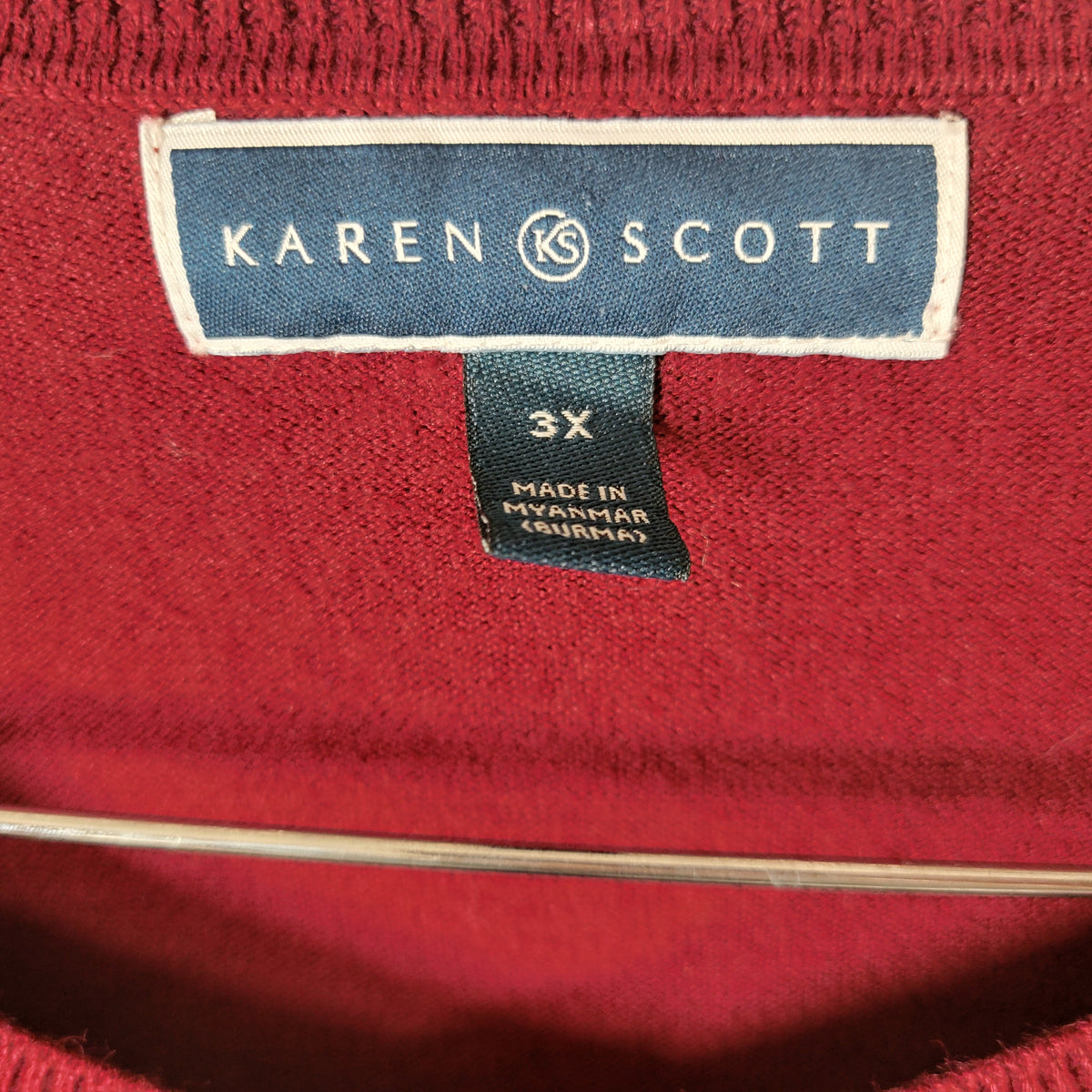 Karen Scott Women Cardigan Sweater 3X Plus Purple Crew Neck Tight Knit Cotton PUR12E