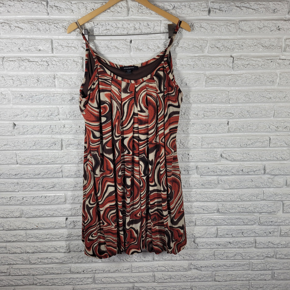 Ashley Stewart 2X Dress Plus Size Watercolor Slip Bubble Hem Sleeveless Mini WAT67E