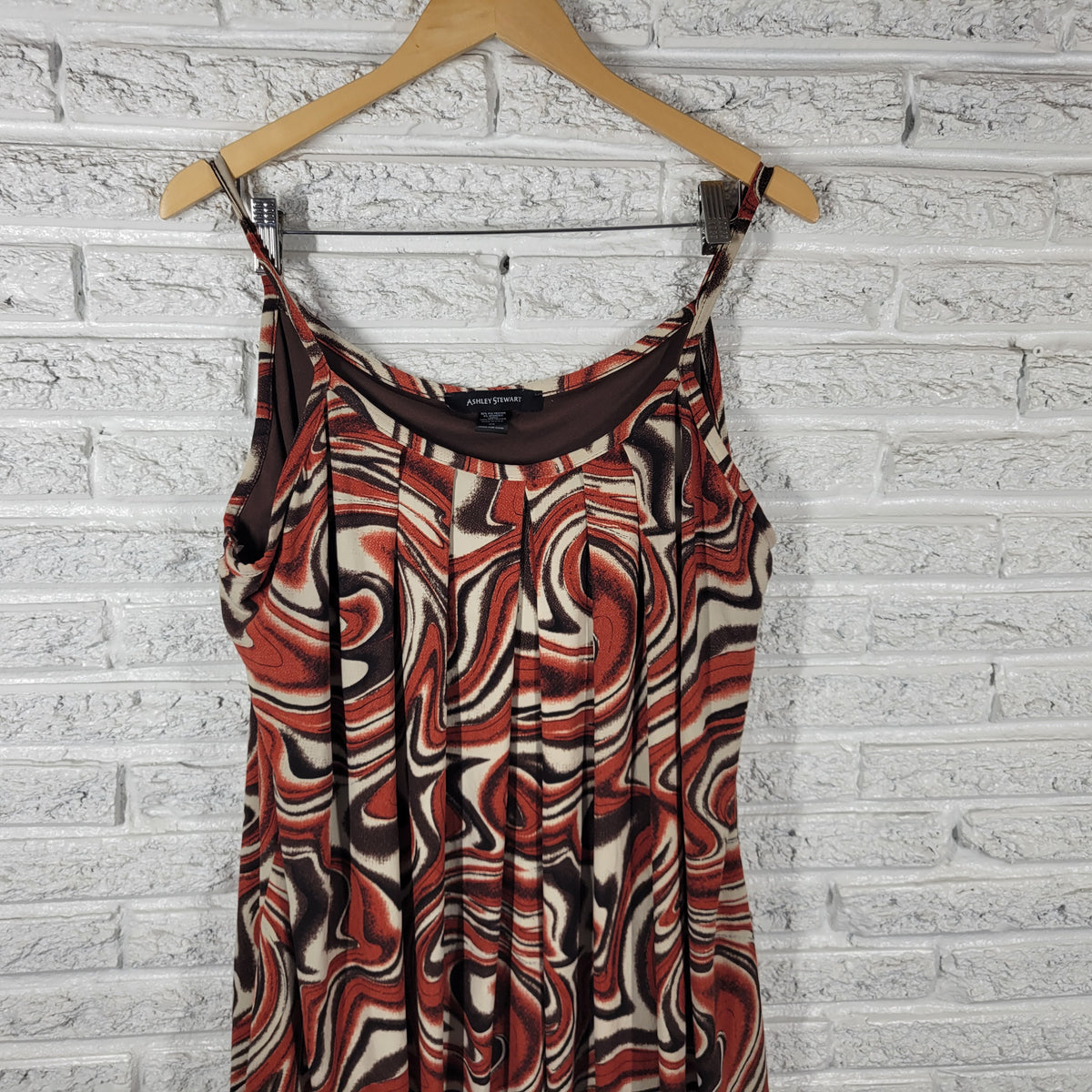 Ashley Stewart 2X Dress Plus Size Watercolor Slip Bubble Hem Sleeveless Mini WAT67E