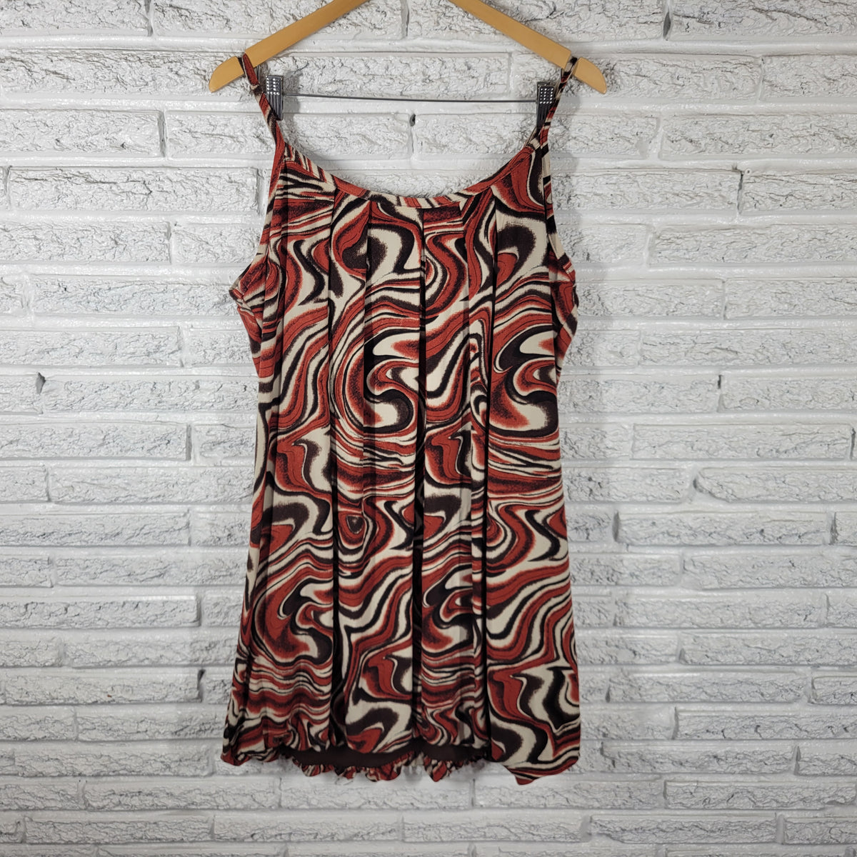 Ashley Stewart 2X Dress Plus Size Watercolor Slip Bubble Hem Sleeveless Mini WAT67E