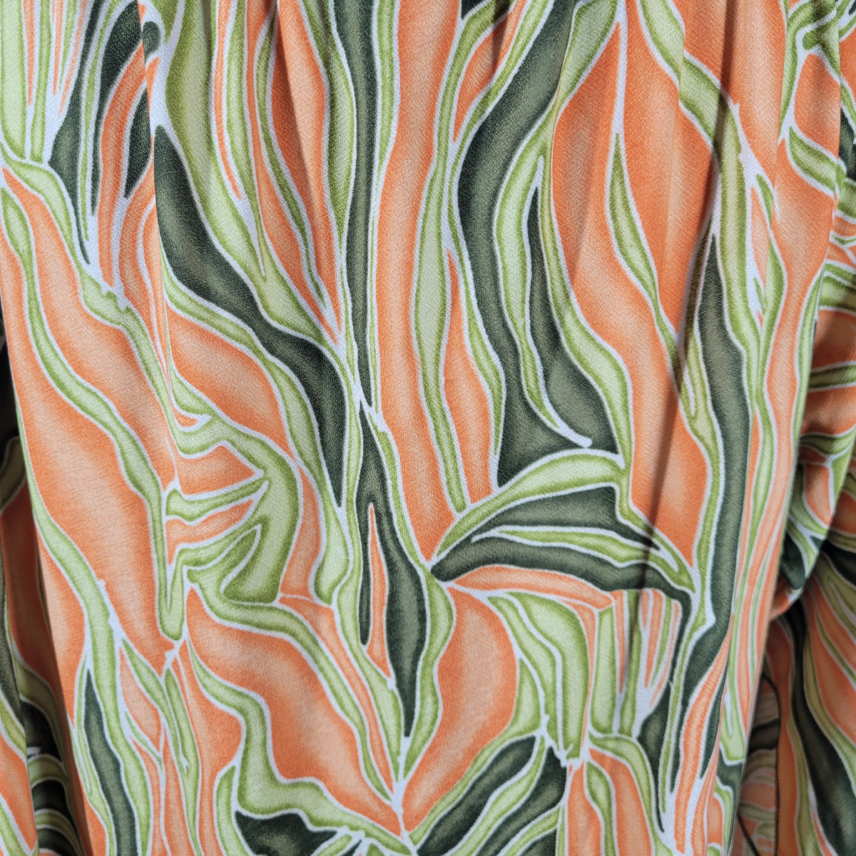 Zoey Beth 2X Tunic Plus Size Top Orange Green Watercolor 3/4 Sleeve V-Neck WAT113E