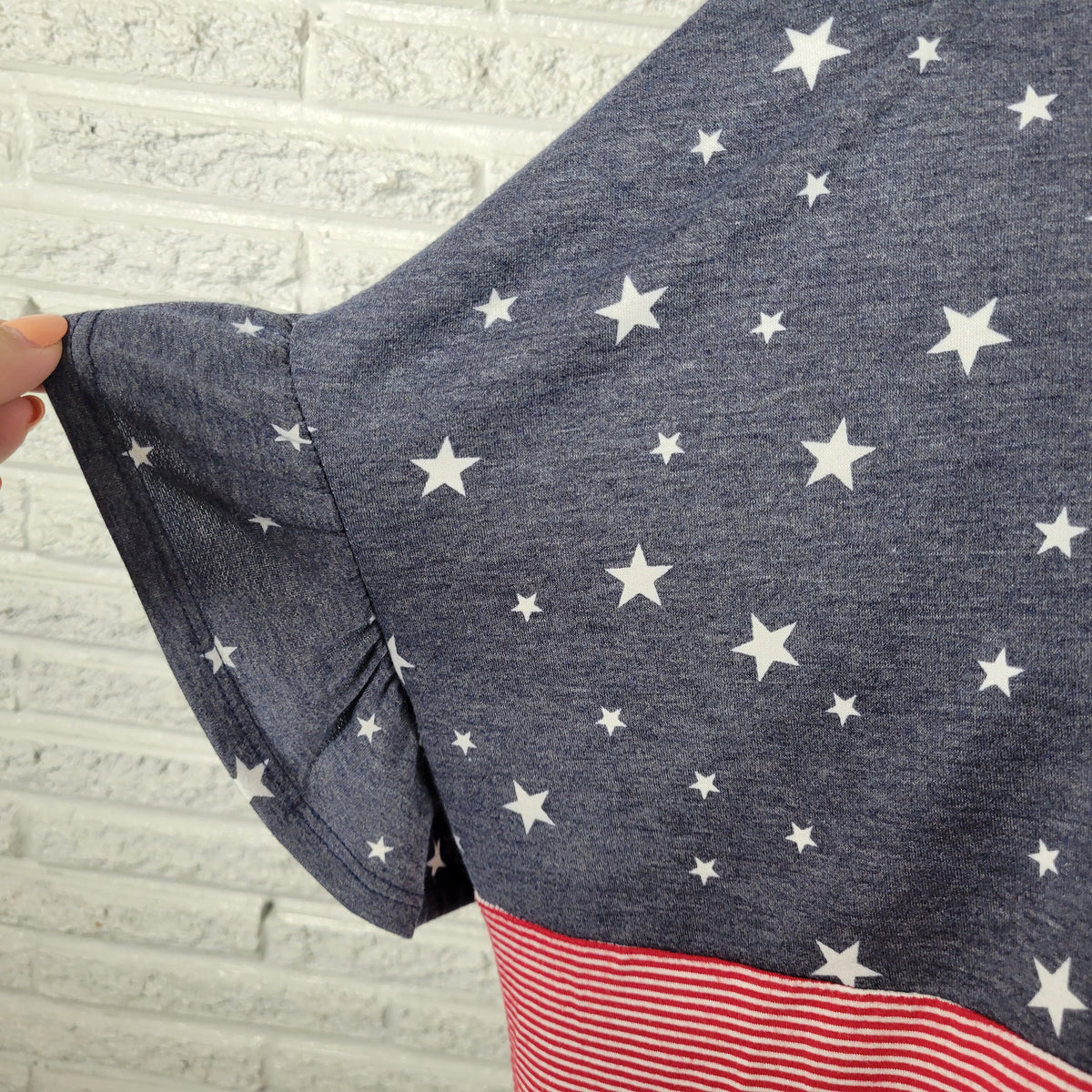 Moa Moa Patriotic Tee 1X Plus Size Red White Blue Bell Sleeve T Shirt Top D2E