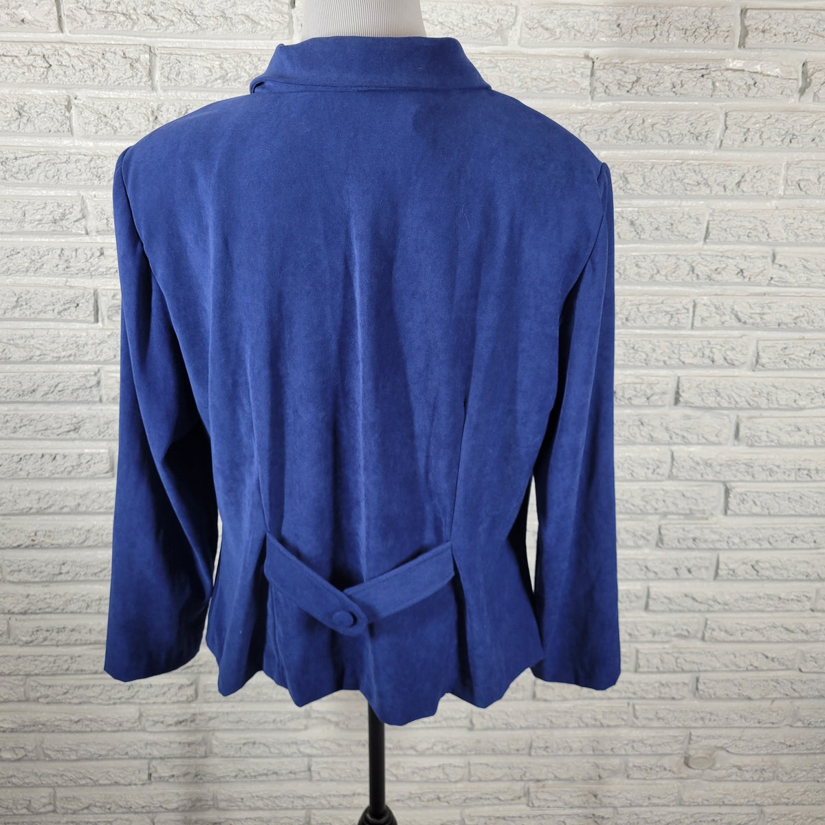 Karin Stevens 16W Blazer Plus Size Blue Velour Embroidered Beaded Jacket Lined SWE141E