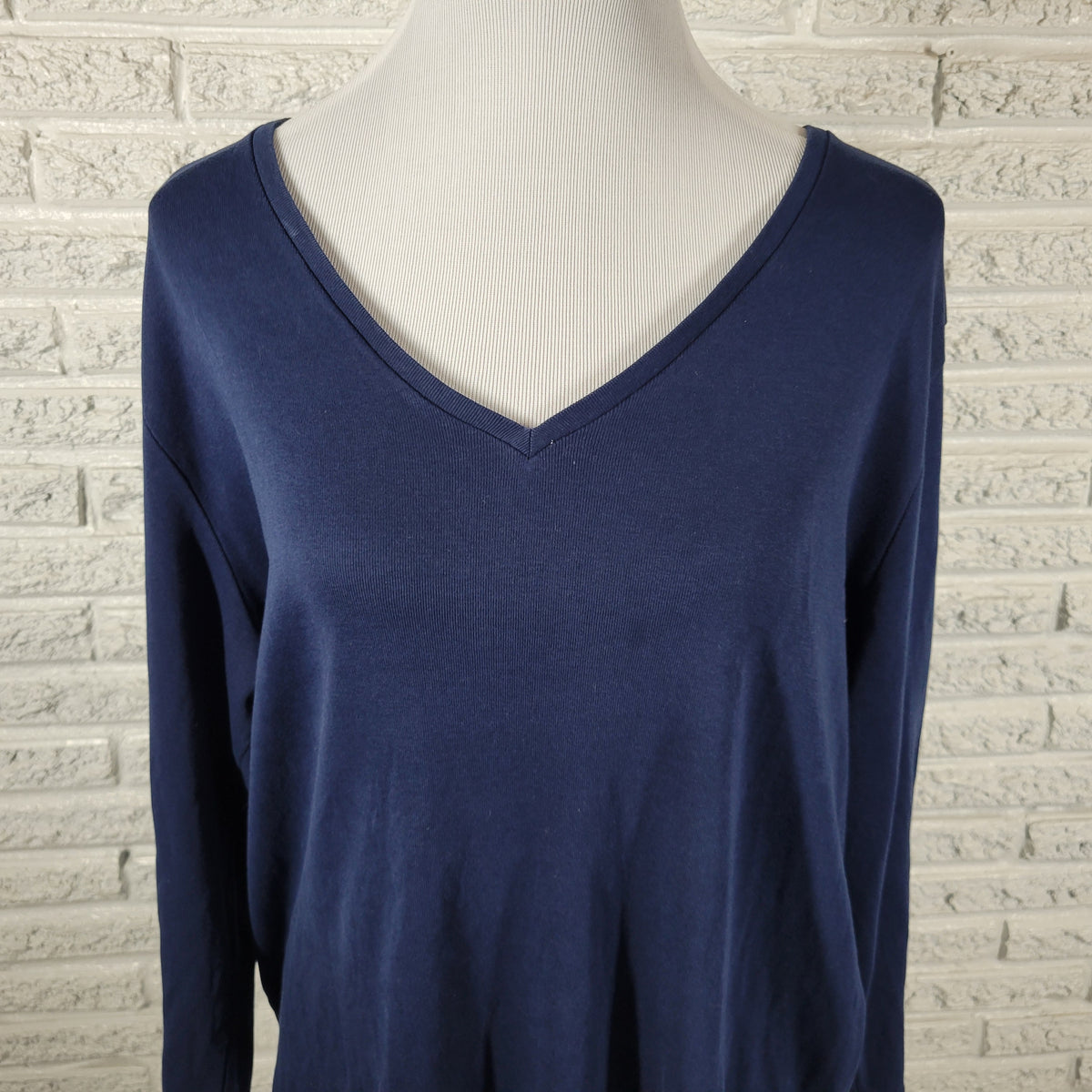 Jones New York Sport Tee Womens 2X Blue 100% Cotton V-Neck 3/4 Sleeve T-Shirt BLU86E