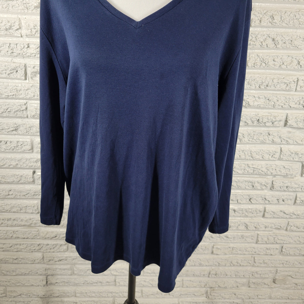 Jones New York Sport Tee Womens 2X Blue 100% Cotton V-Neck 3/4 Sleeve T-Shirt BLU86E