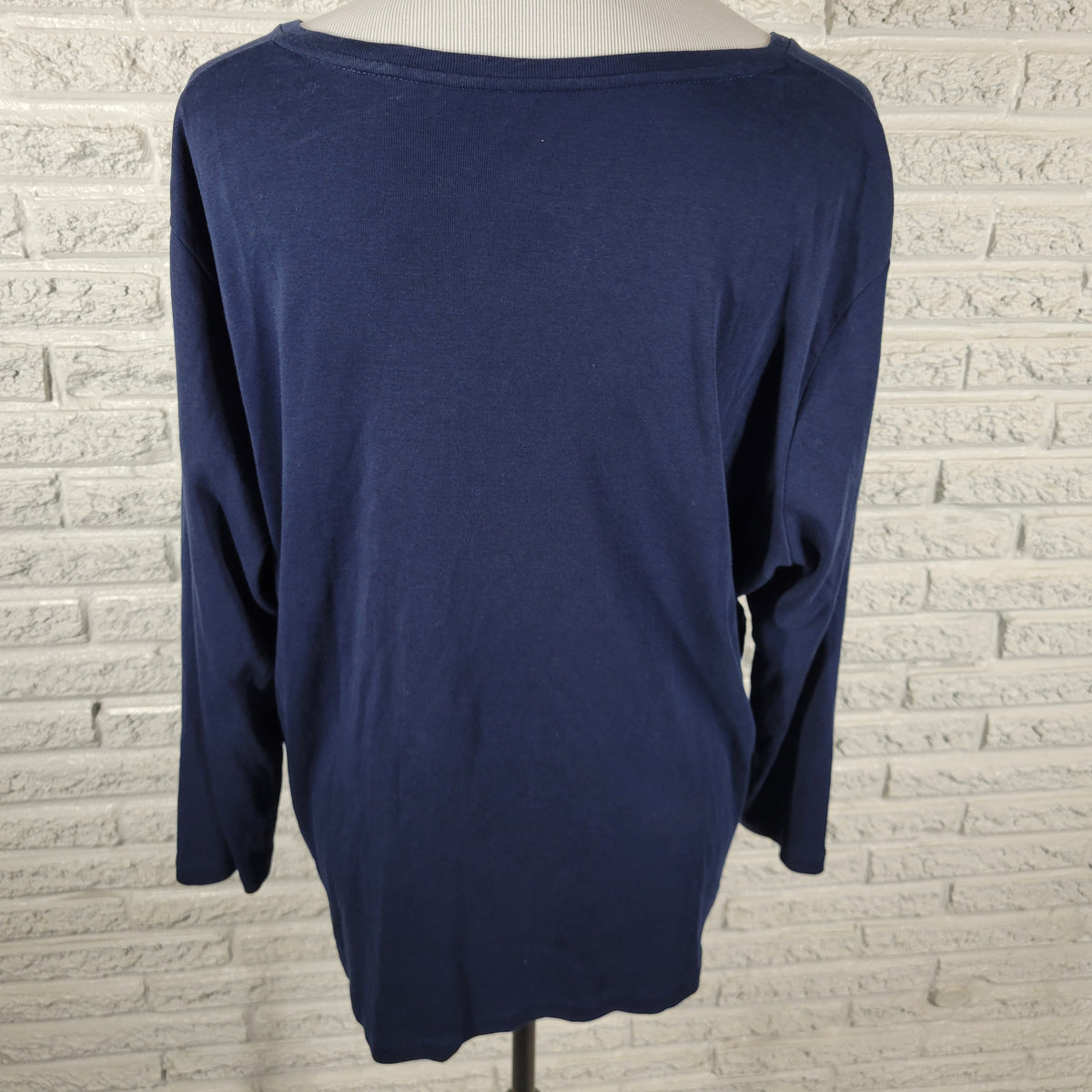 Jones New York Sport Tee Womens 2X Blue 100% Cotton V-Neck 3/4 Sleeve T-Shirt BLU86E