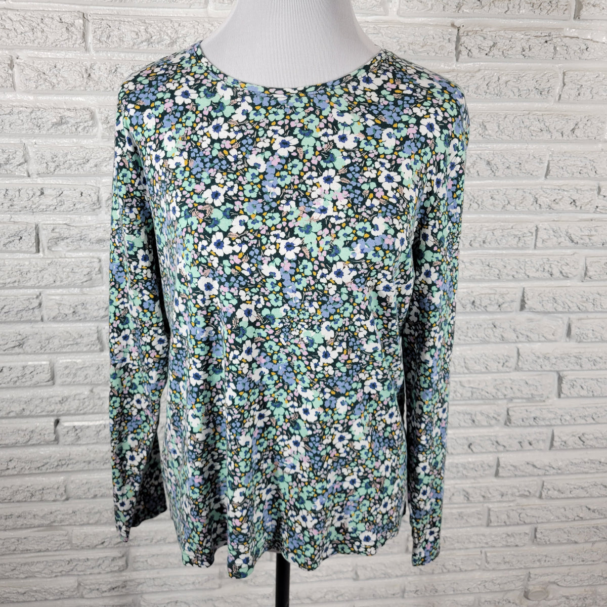 Croft & Barrow Tee Womens XL Floral Multi Color 100% Cotton Long Sleeve T-Shirt FLO318E