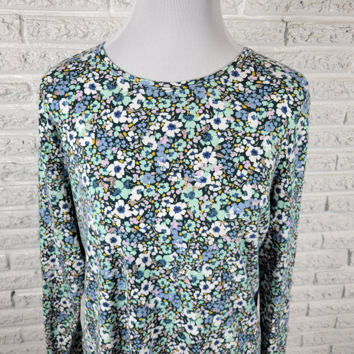 Croft & Barrow Tee Womens XL Floral Multi Color 100% Cotton Long Sleeve T-Shirt FLO318E