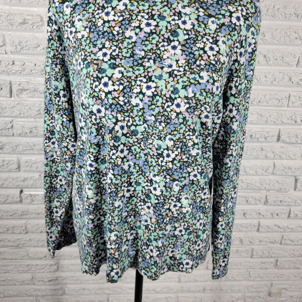 Croft & Barrow Tee Womens XL Floral Multi Color 100% Cotton Long Sleeve T-Shirt FLO318E