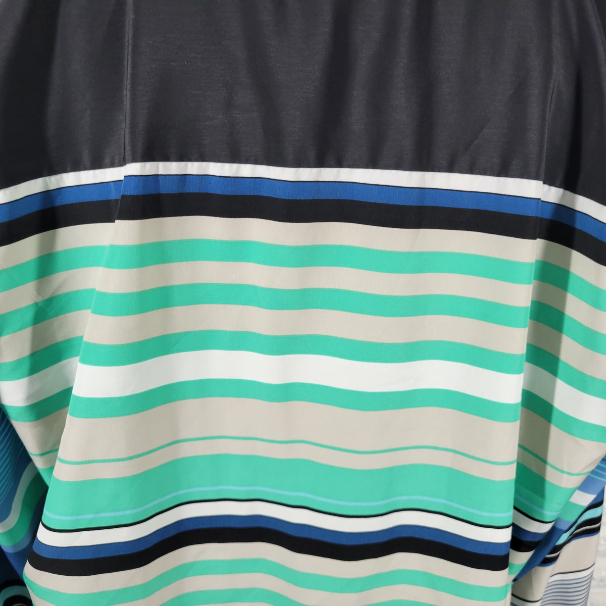 Style & Co Shirt Womens XL Blue Green Striped Button Up V-Neck Cardigan Top STR181E