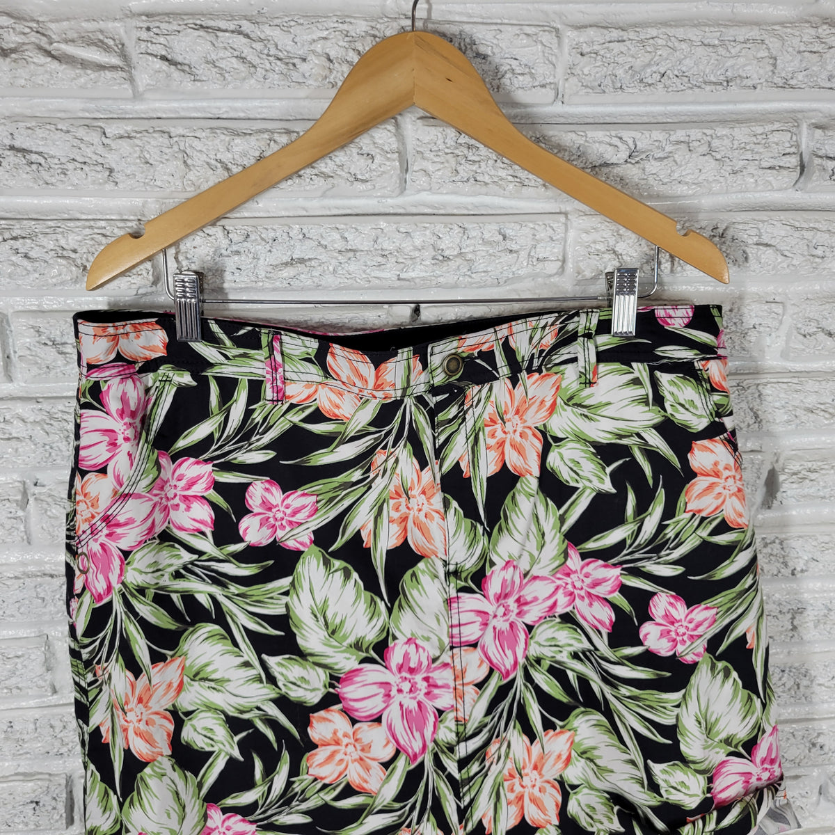 Croft & Barrow Skort Womens Plus 18 Floral Multi Color Cotton Zip Short Skirt FLO314E