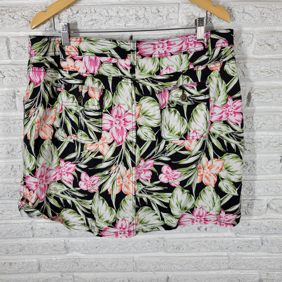Croft & Barrow Skort Womens Plus 18 Floral Multi Color Cotton Zip Short Skirt FLO314E