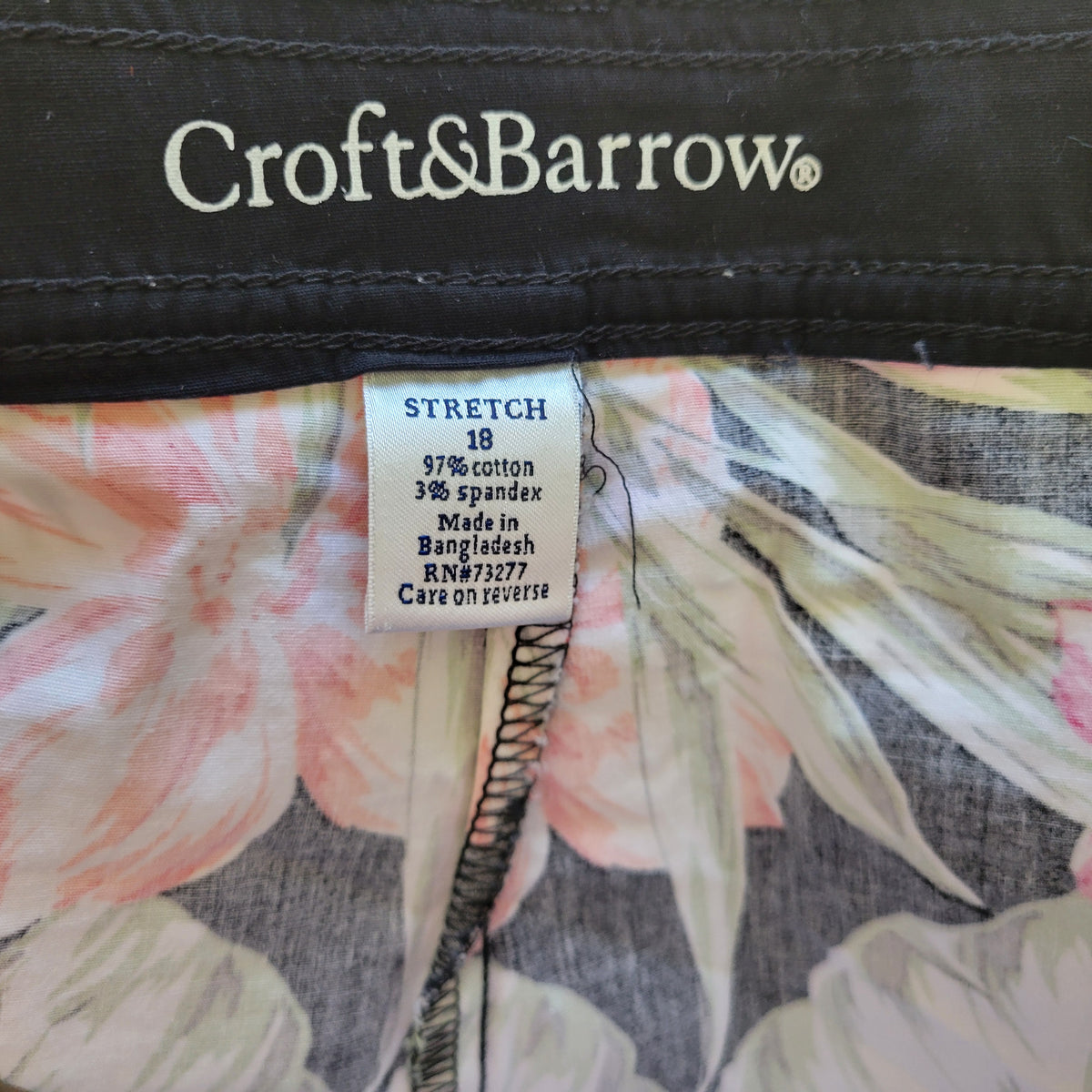 Croft & Barrow Skort Womens Plus 18 Floral Multi Color Cotton Zip Short Skirt FLO314E