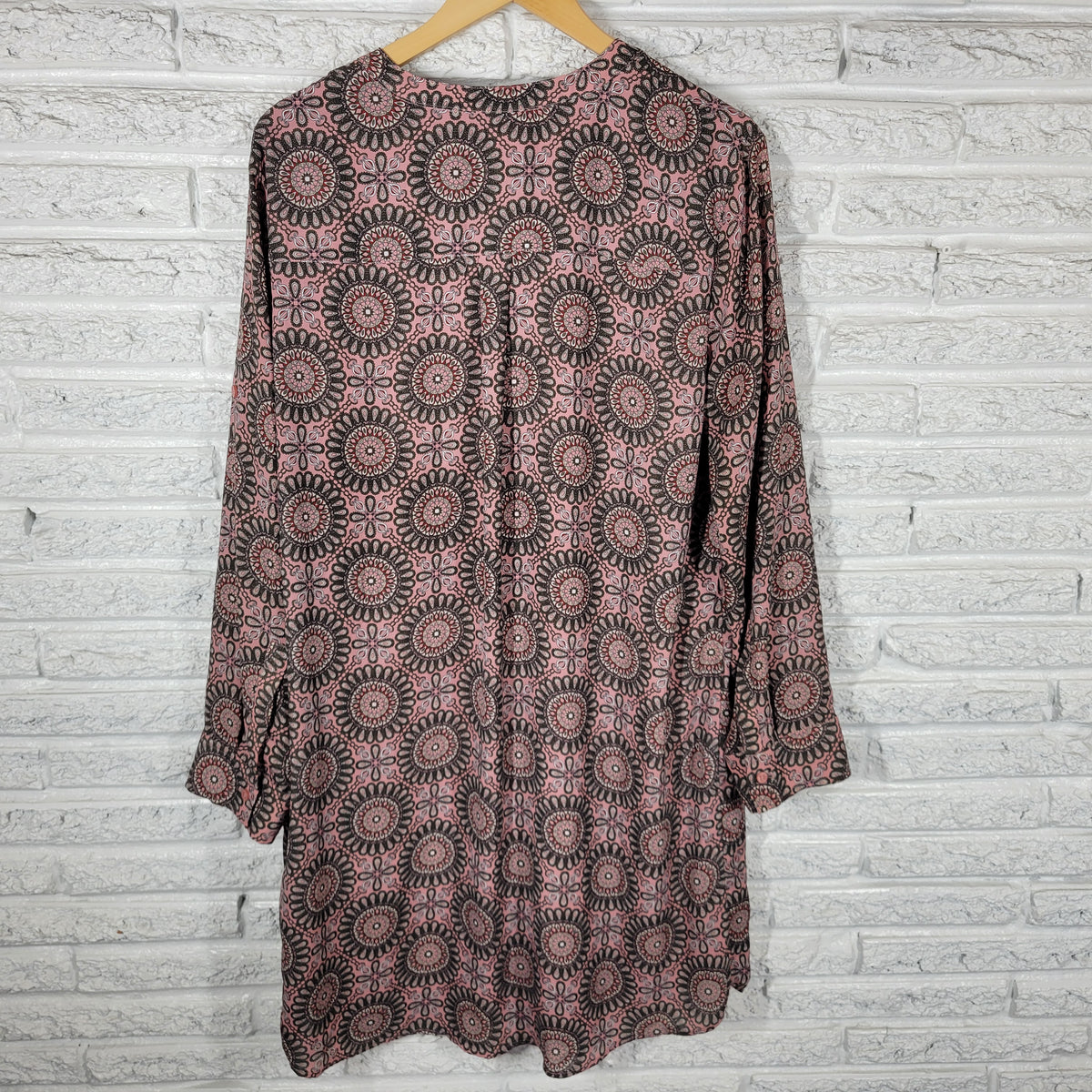 New York & Co Dress Womens XL Geometric V-Neck Long Sleeve Mini Pockets Lined GEO176E
