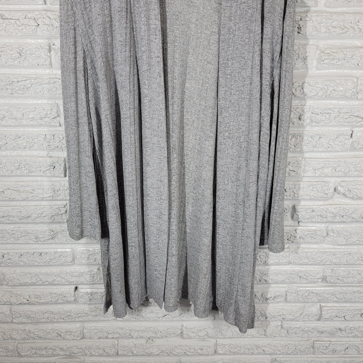 Jones Studio Cardigan Womens 2X Gray Metallic Open Front Knit Sweater Lng Sleeve GRA24E