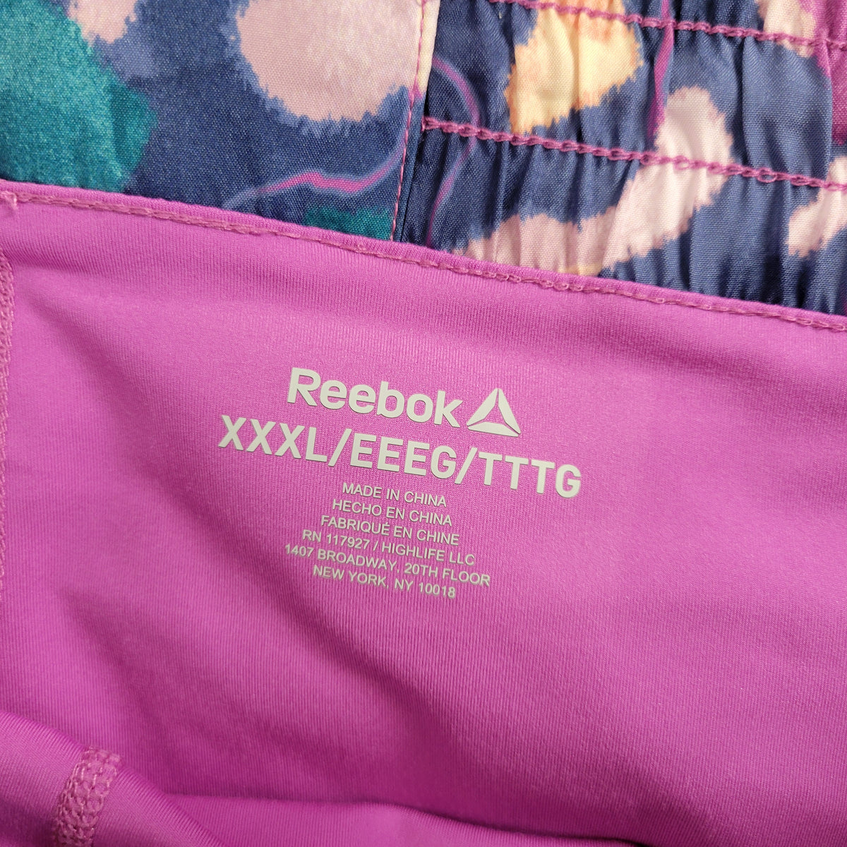 Reebok Womens 3XL 2-in-1 Running Shorts Abstract Camo Purple Pink Built-in Liner WAT4E