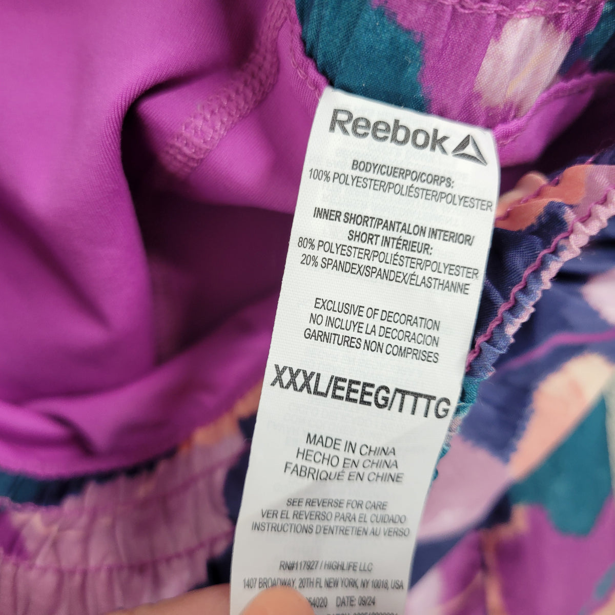 Reebok Womens 3XL 2-in-1 Running Shorts Abstract Camo Purple Pink Built-in Liner WAT4E