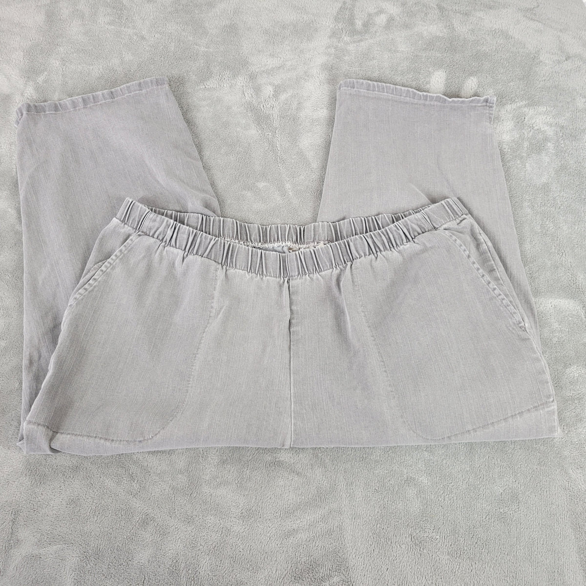 Woman Within Womens 26W Gray Capri Pants Pull On Elastic Waist Stretch Pockets CAP18E