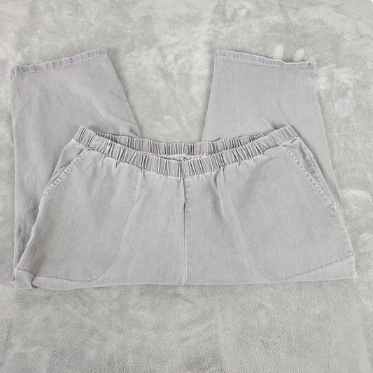 Woman Within Womens 26W Gray Capri Pants Pull On Elastic Waist Stretch Pockets CAP18E