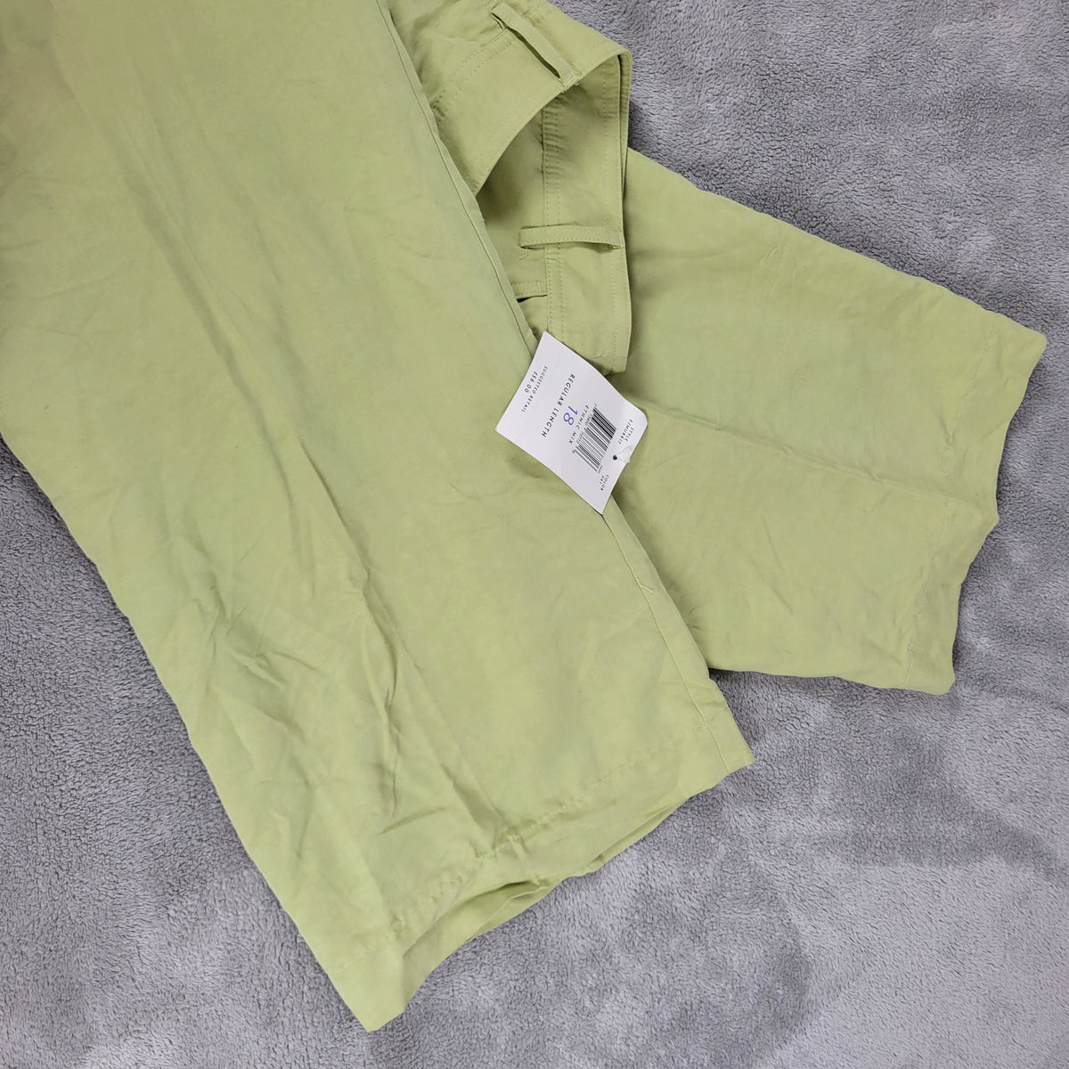 Emma James Women 18 Pants Green Linen Blend Straight Leg Flap Pocket Zip Casual GRE2E