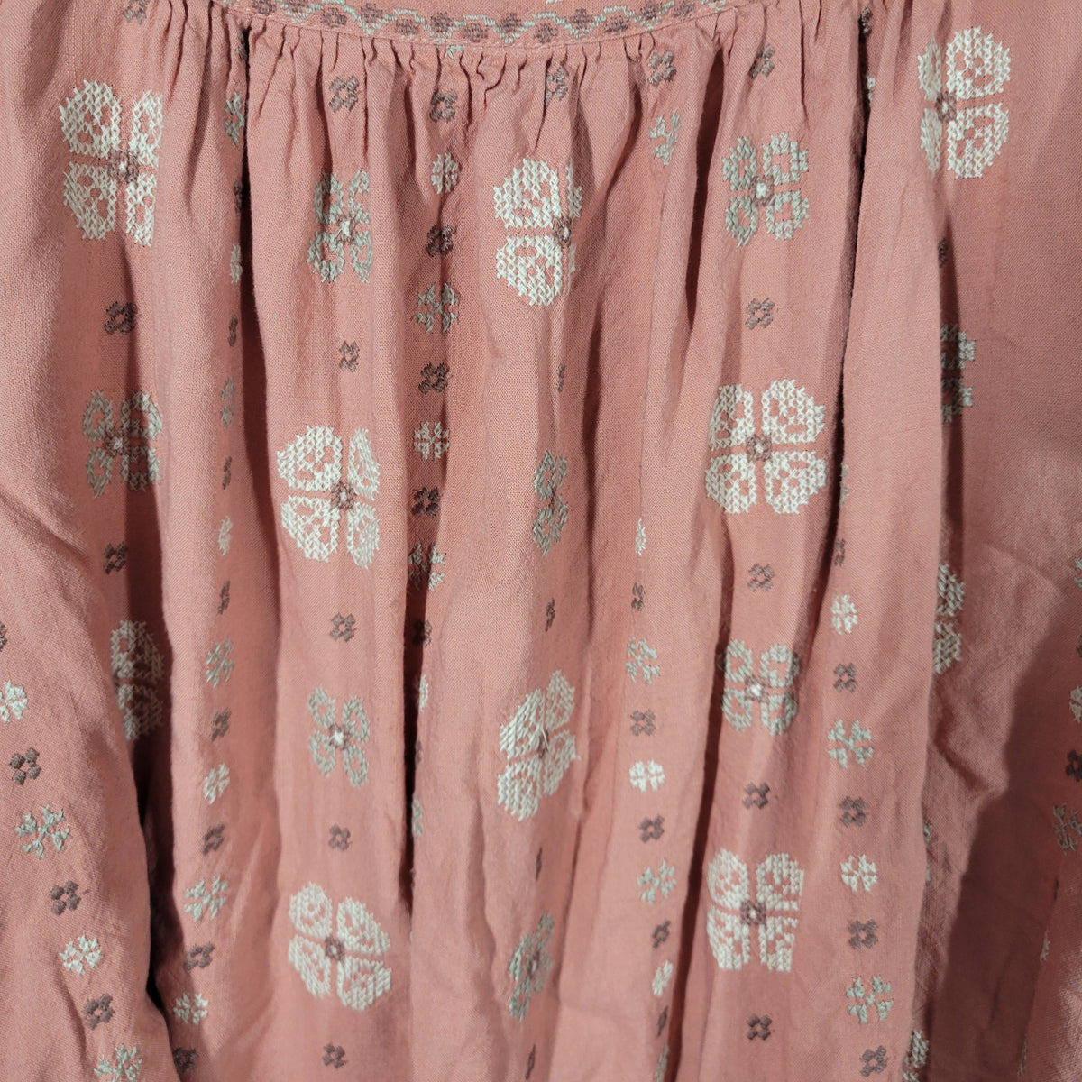 Torrid Women 3X Plus Top Pink Embroidered Peasant Shirt Linen Blend Square Neck PIN29E