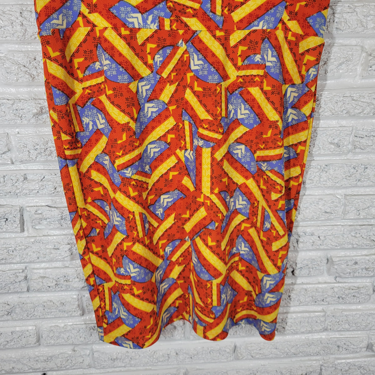 LuLaRoe Women XL Pencil Skirt Geometric Knit Multicolor Pull On Stretch Casual GEO299E
