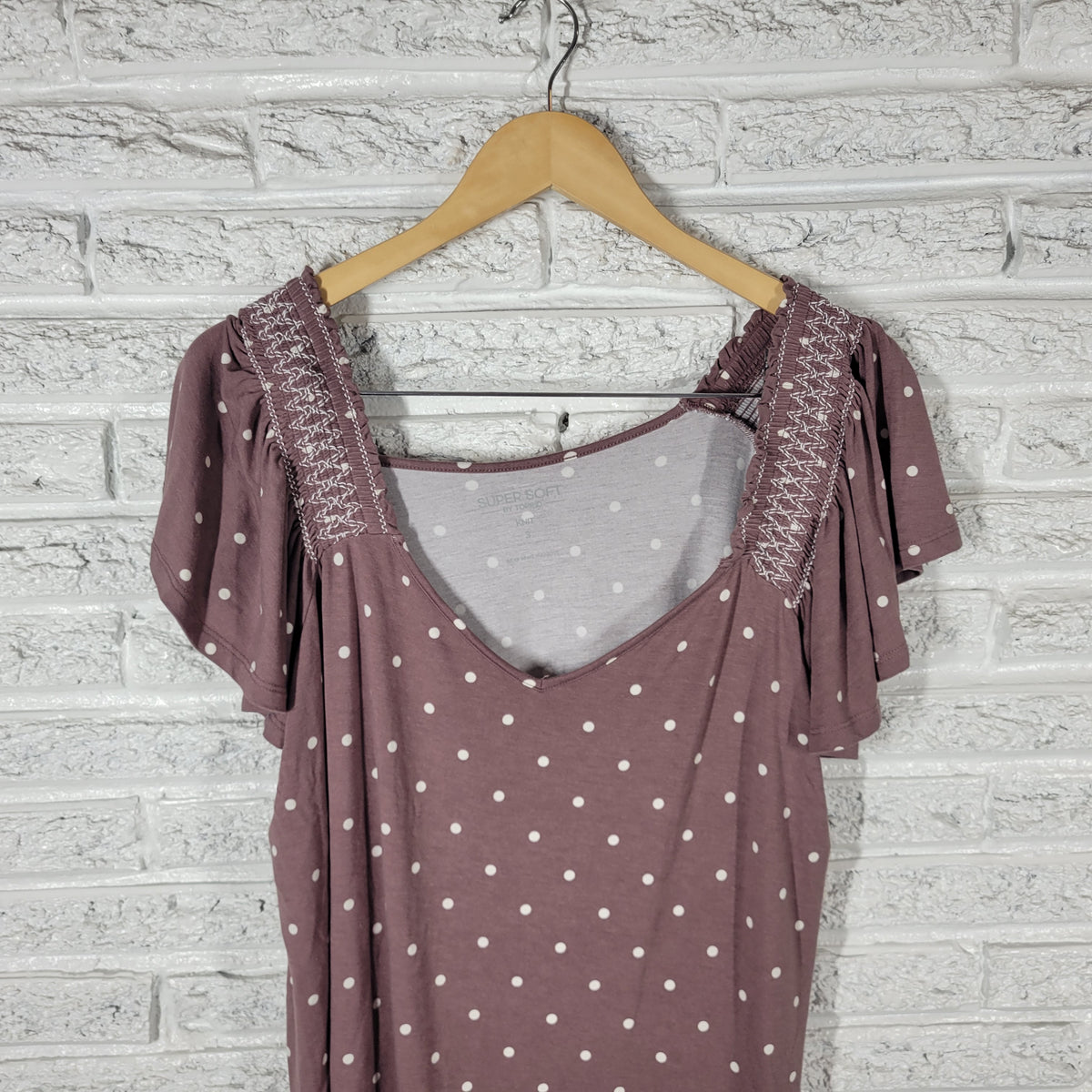 Torrid Super Soft Knits Top 3X Plus Smocked Polka Dot Sweetheart Embroidered GEO298E
