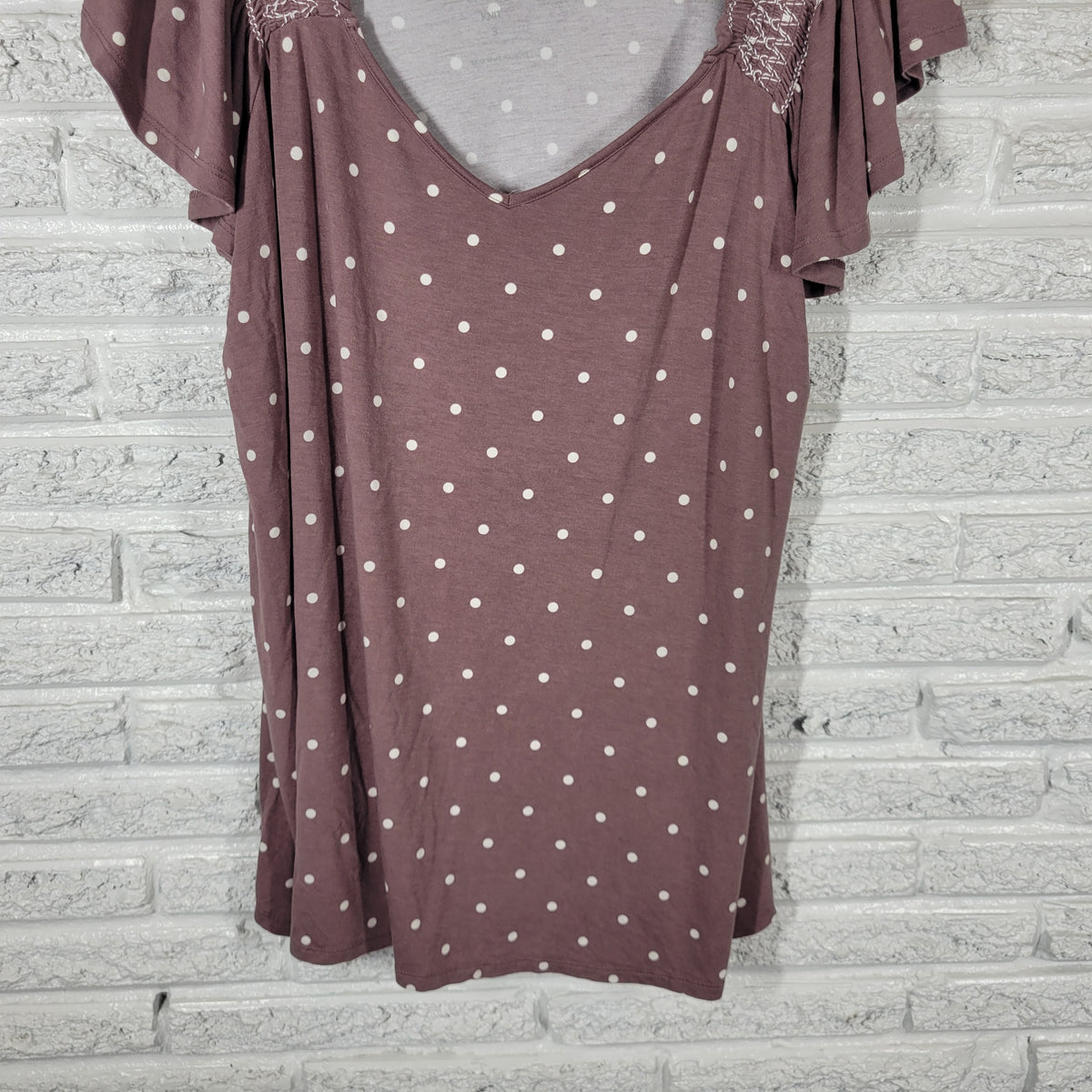 Torrid Super Soft Knits Top 3X Plus Smocked Polka Dot Sweetheart Embroidered GEO298E