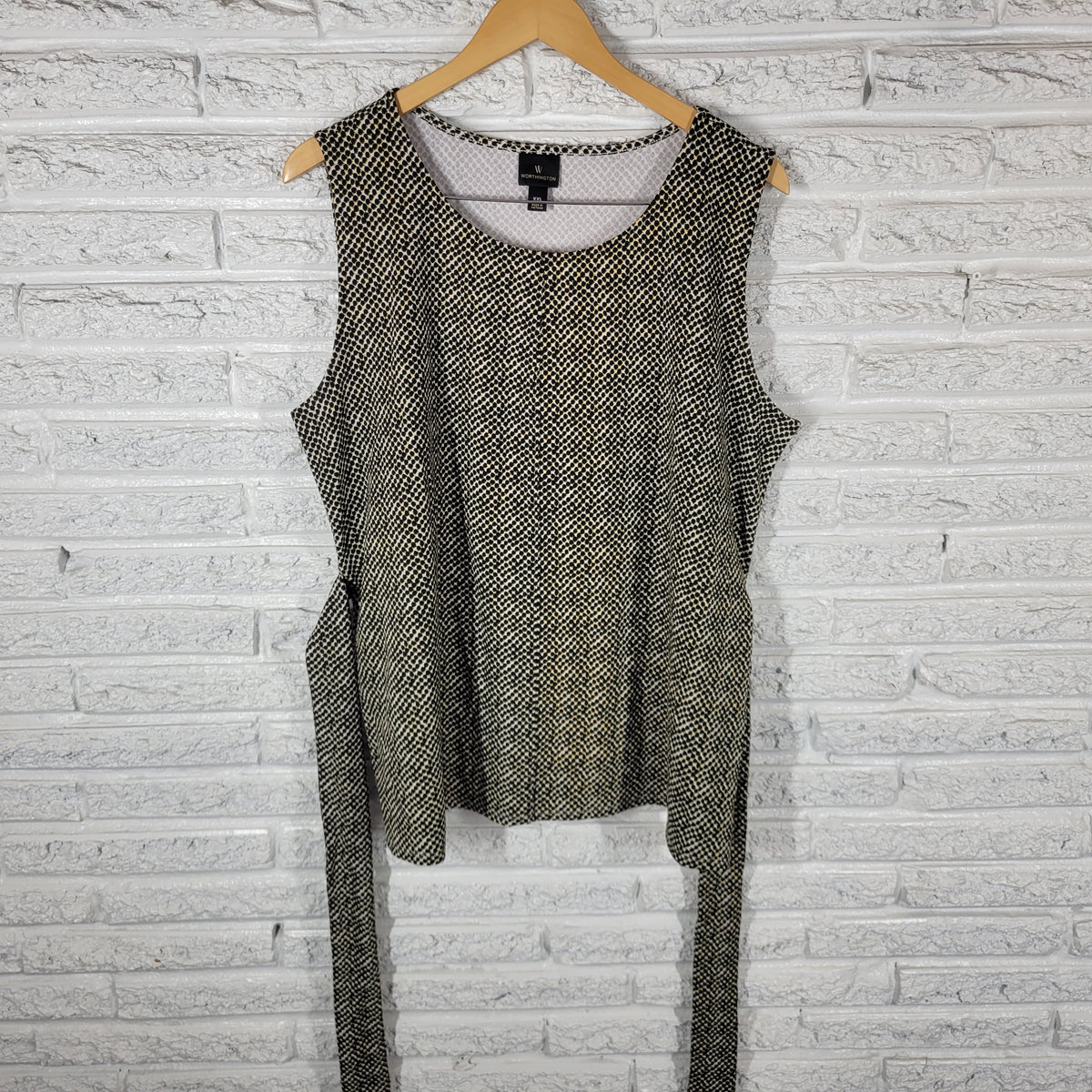Worthington Women XXL Tank Top Animal Print Black Brown White Knit Belted Career ANI72E