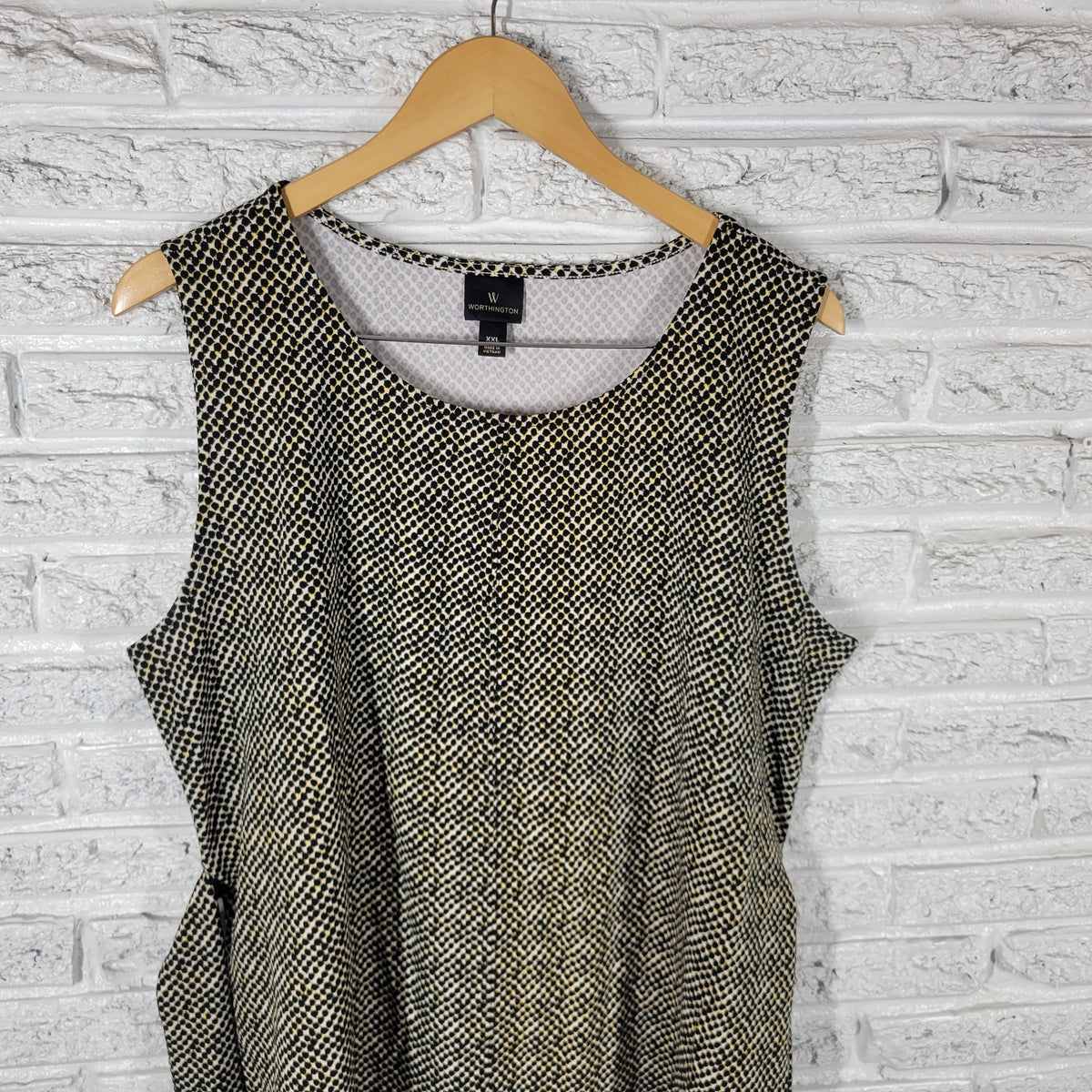 Worthington Women XXL Tank Top Animal Print Black Brown White Knit Belted Career ANI72E