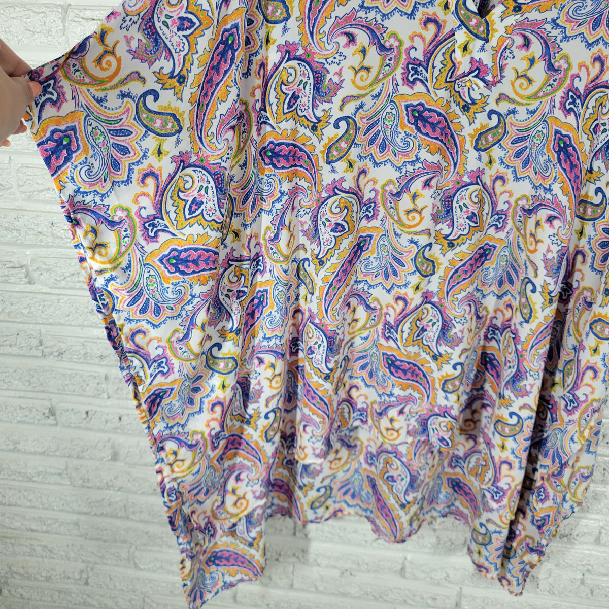Westbound Women 2X Plus Kimono Top Paisley Multicolor V-Neck Asymmetric High Low