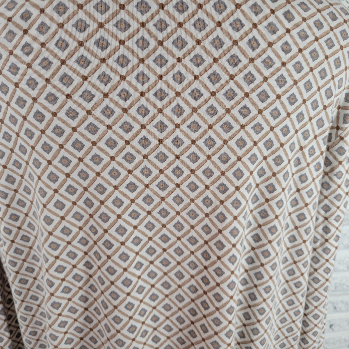 Croft & Barrow Classic Fit Women XXL Tee Diamond Geometric Cotton Long Sleeve GEO290E