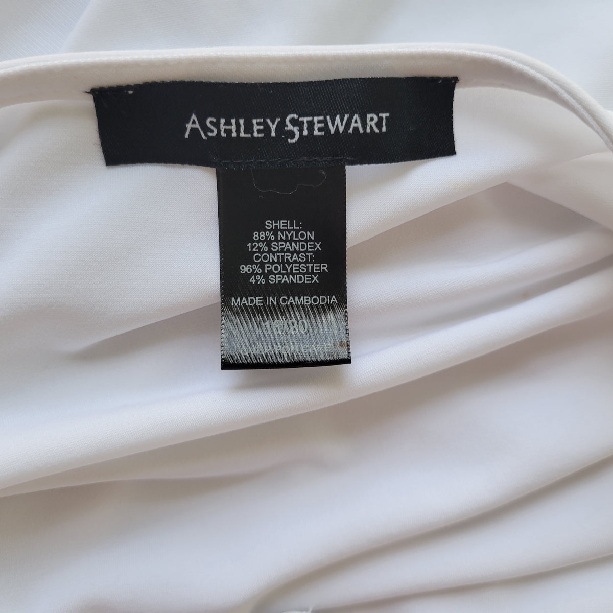 Ashley Stewart Top Womens 18/20 White Lace Trim Blouse V-Neck Long Sleeve Shirt WHI11E