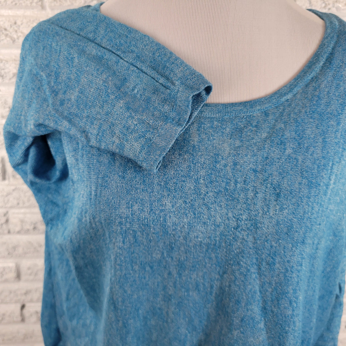 Calvin Klein Women XL Top Blue Solid 3/4 Dolman Sleeve Lined Round Neck Pullover BLU74E