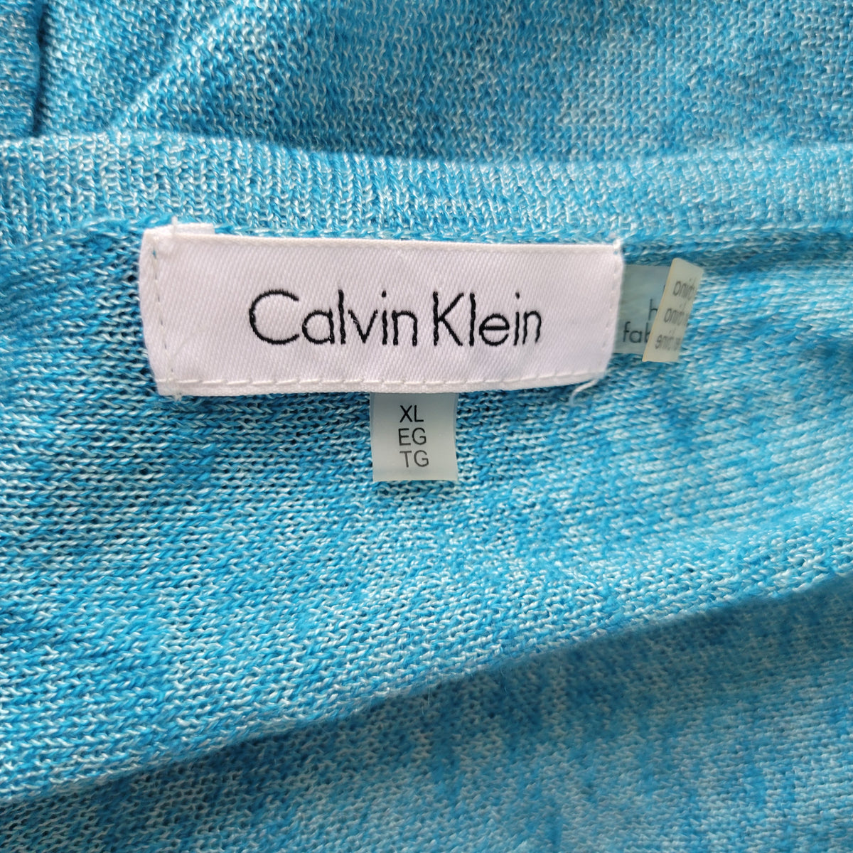 Calvin Klein Women XL Top Blue Solid 3/4 Dolman Sleeve Lined Round Neck Pullover BLU74E