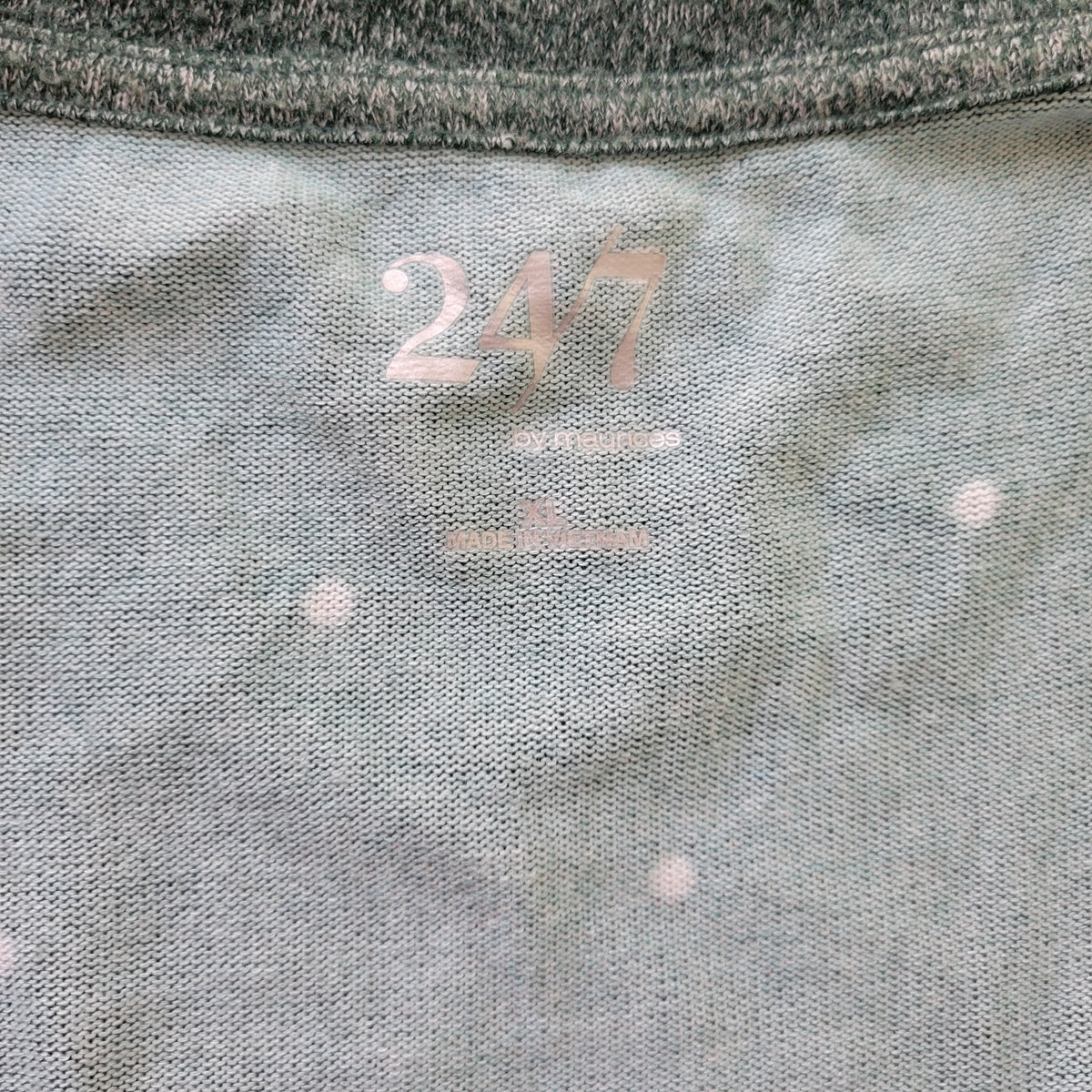 Maurices 24/7 XL Tunic Tee Polka Dot Green Crew Neck Short Sleeve Knit Top GRE171XE