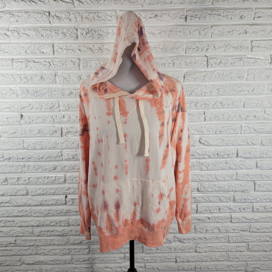 Old Navy Womens XL Tie Dye Hoodie Sweatshirt Orange Purple Pullover Pocket SWE28E