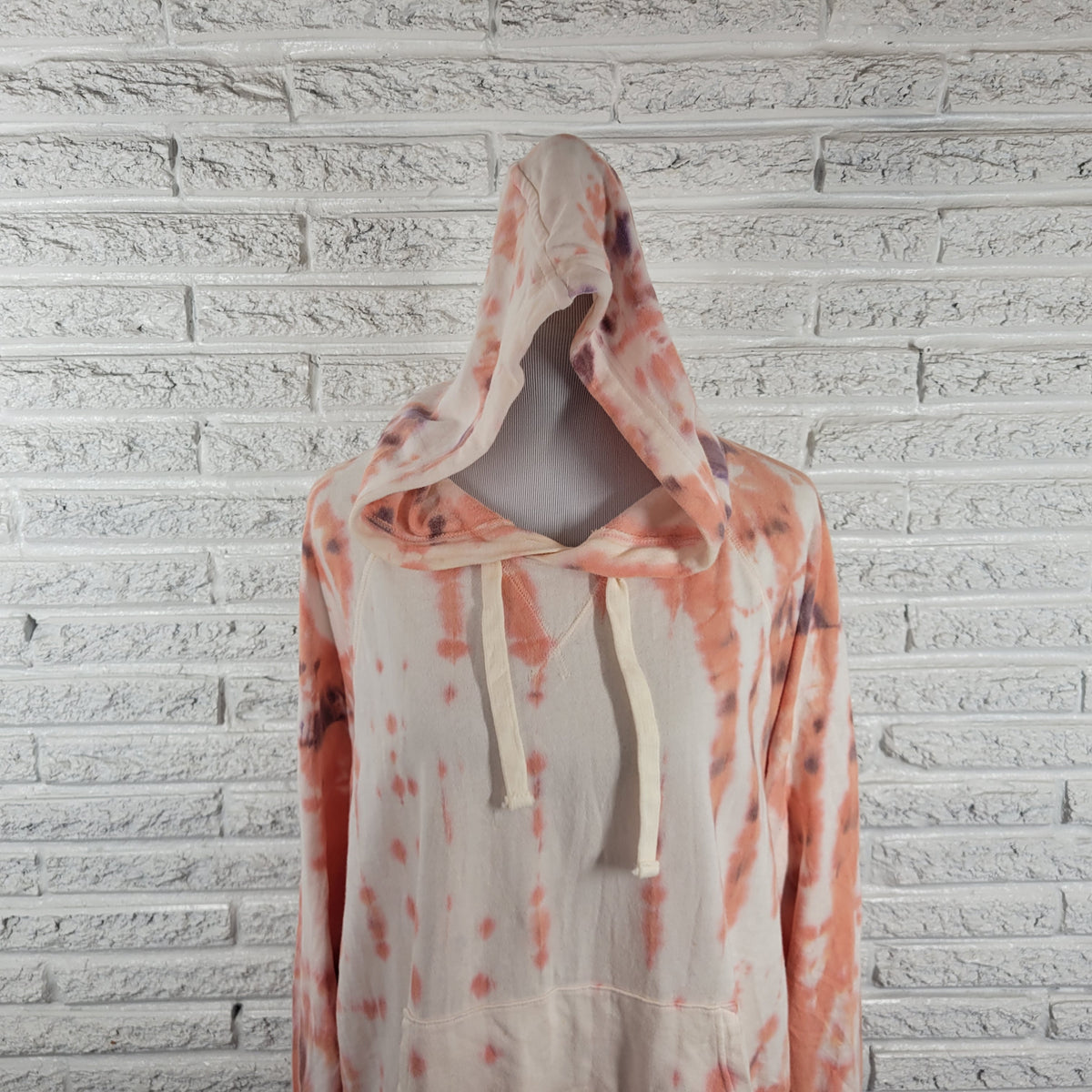 Old Navy Womens XL Tie Dye Hoodie Sweatshirt Orange Purple Pullover Pocket SWE28E