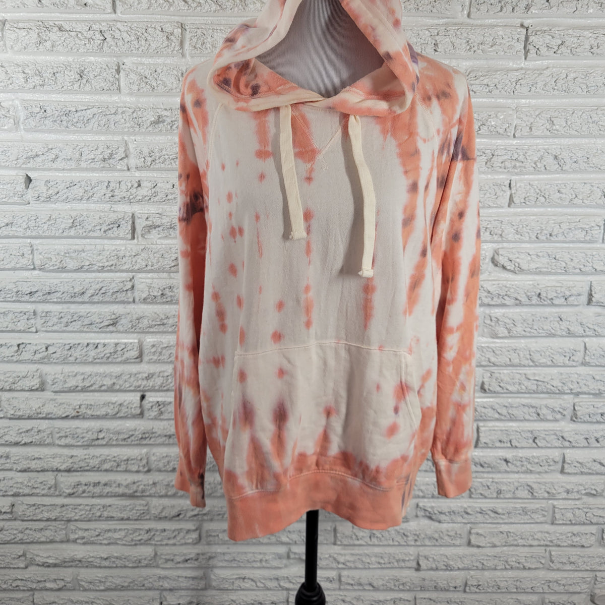 Old Navy Womens XL Tie Dye Hoodie Sweatshirt Orange Purple Pullover Pocket SWE28E