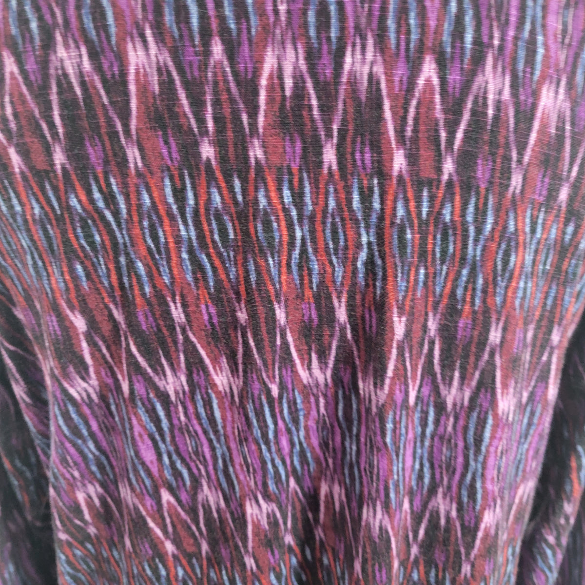Chaps Women Tee 1X Plus Blue Purple Geometric Crew Neck Long Sleeve Top Viscose GEO92E