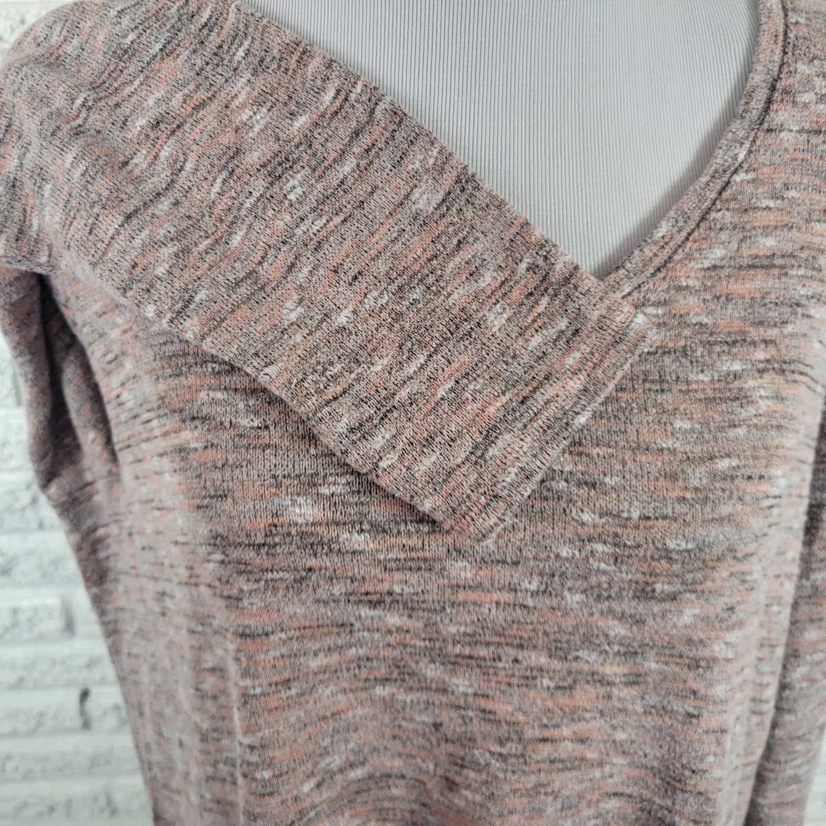 Apt 9 Women's XXL Tunic Sweater Marled Multicolor V-Neck Side Slit Stretch Top B8E