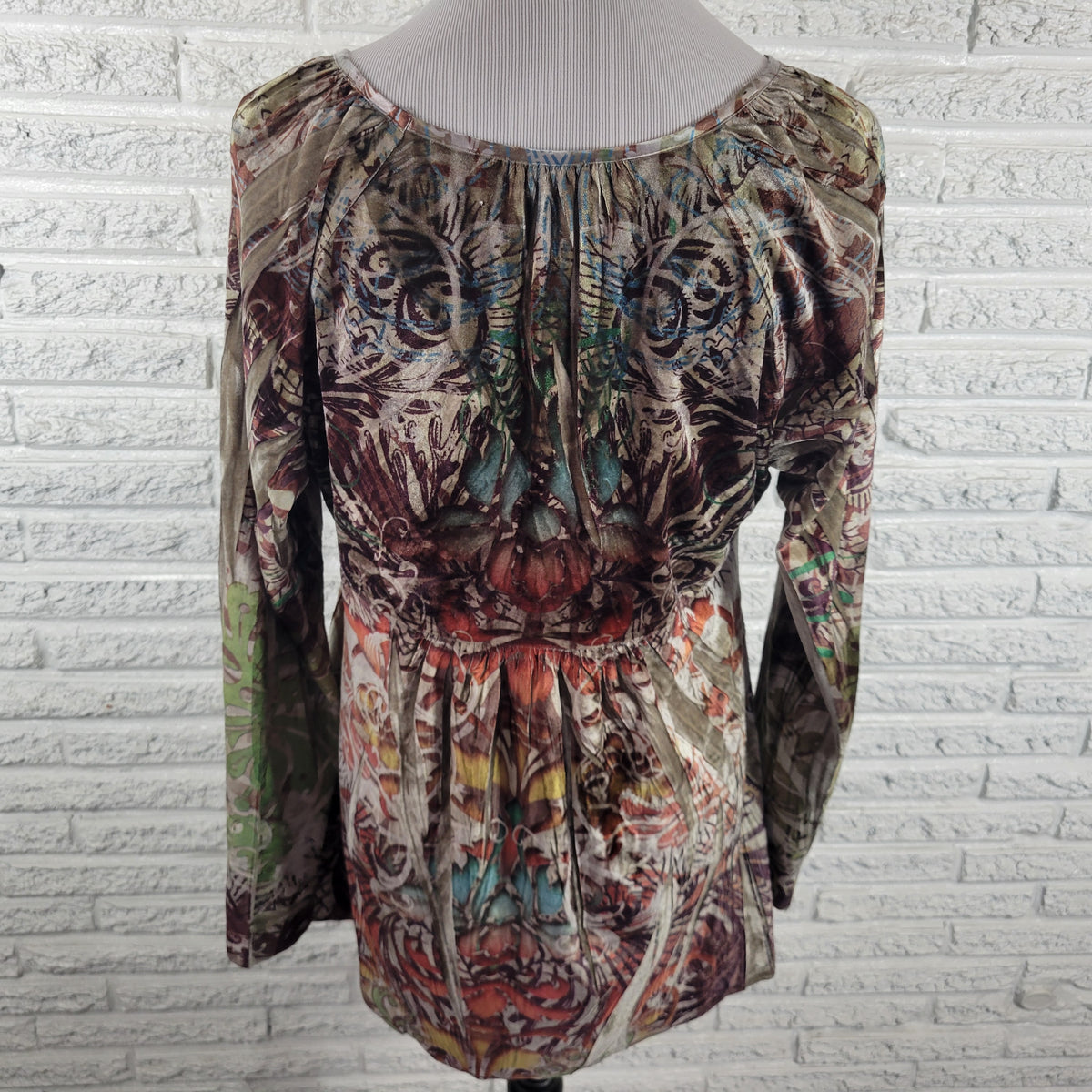 Apt 9 Women's XL Velour Tunic V-Neck Long Sleeve Geometric Top Travel Casual GEO219E