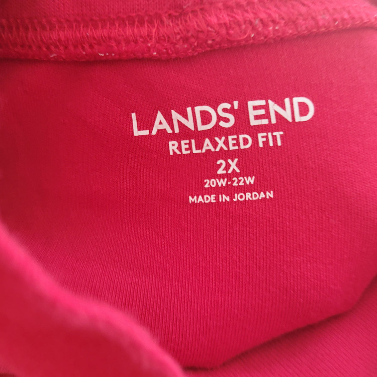 Lands End 2X Mock Turtleneck Tee Long Sleeve Red Cotton Blend Knit Plus Top RED15E
