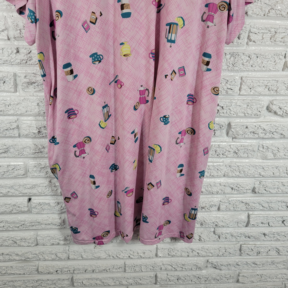Joyspun 2X 3X Sleep Shirt Pajama Top Coffee Cups Plus Size Short Sleeve Lounge NOV103XE