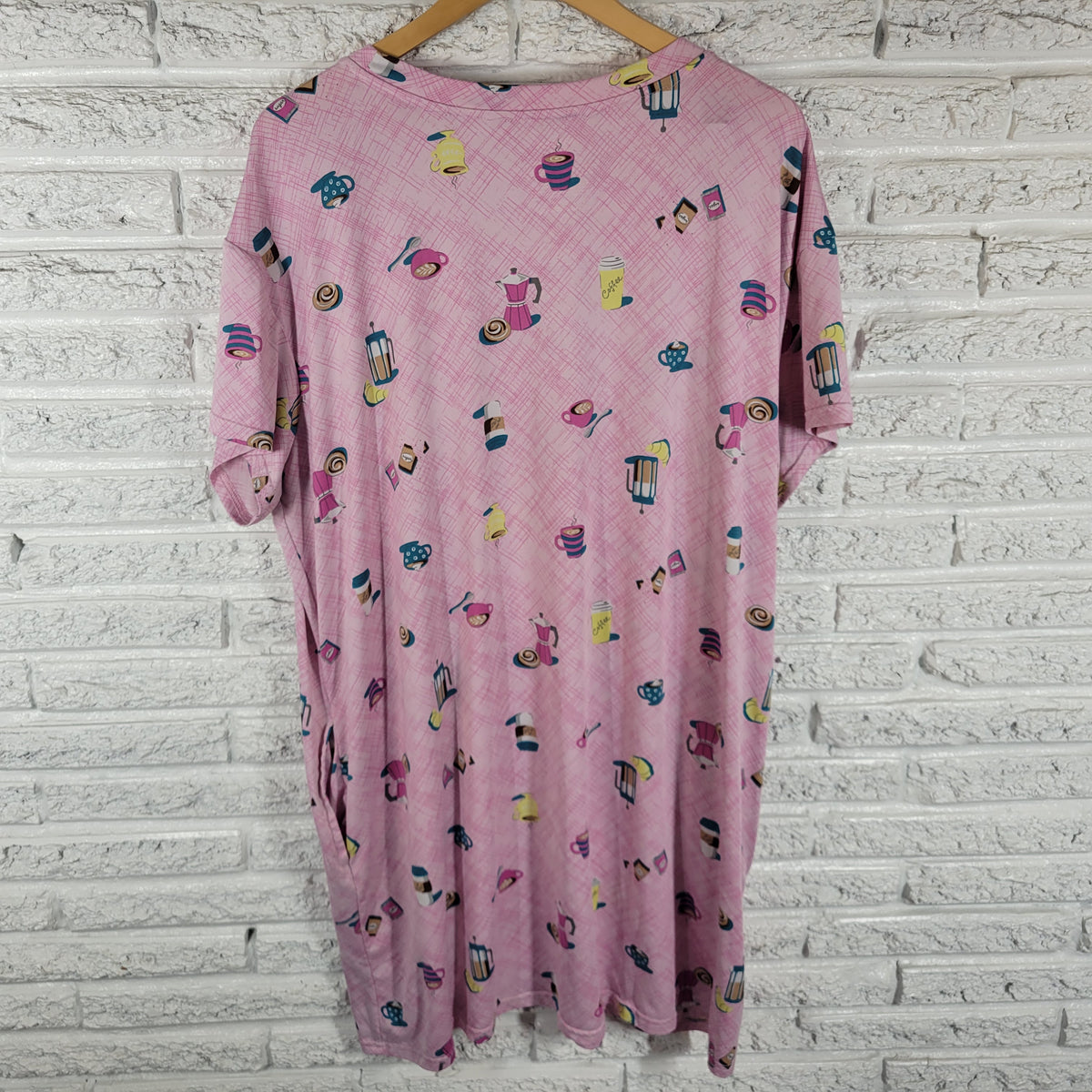 Joyspun 2X 3X Sleep Shirt Pajama Top Coffee Cups Plus Size Short Sleeve Lounge NOV103XE