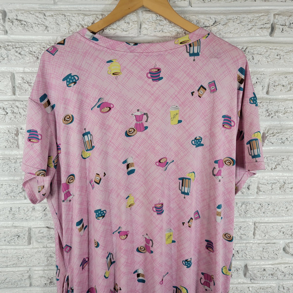 Joyspun 2X 3X Sleep Shirt Pajama Top Coffee Cups Plus Size Short Sleeve Lounge NOV103XE
