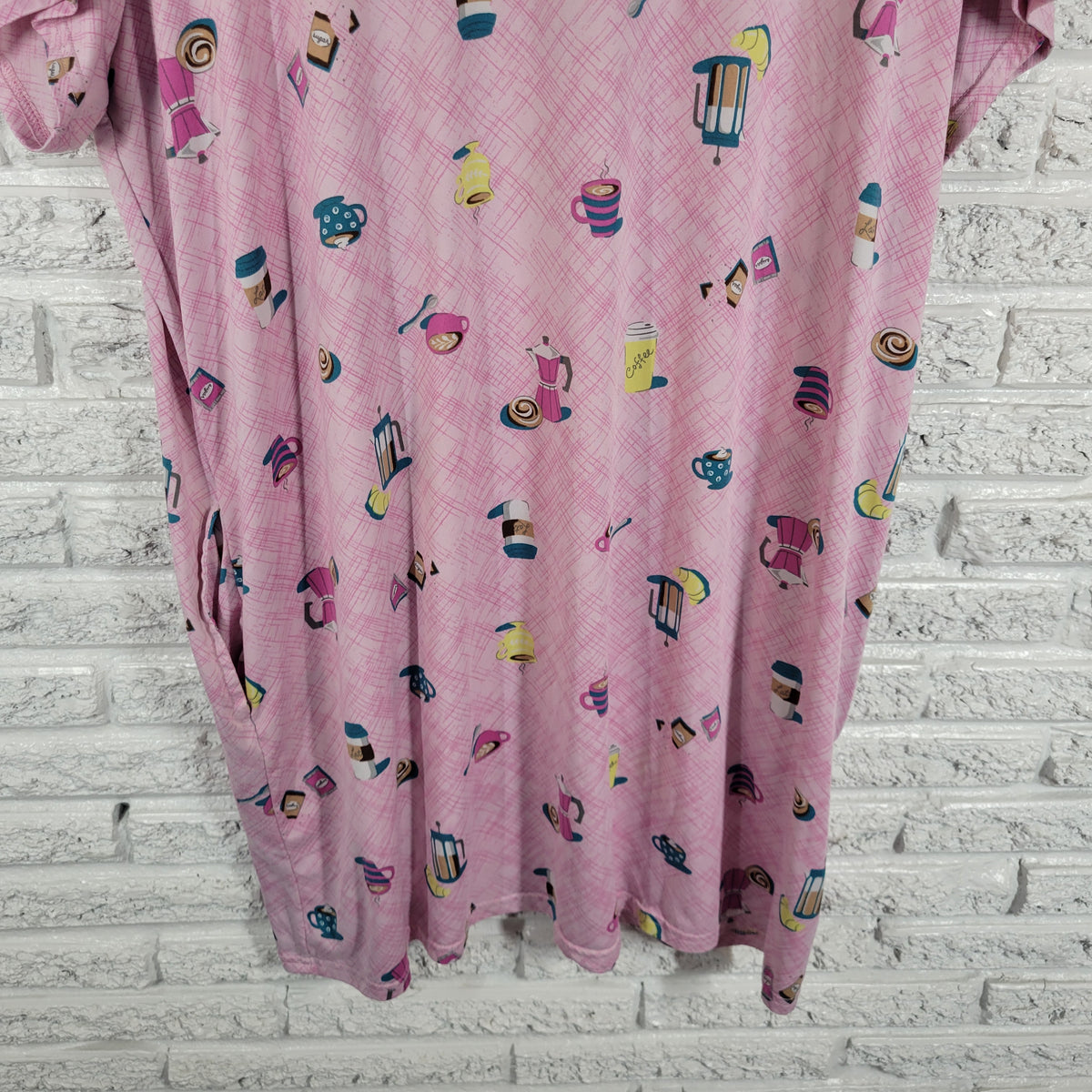 Joyspun 2X 3X Sleep Shirt Pajama Top Coffee Cups Plus Size Short Sleeve Lounge NOV103XE