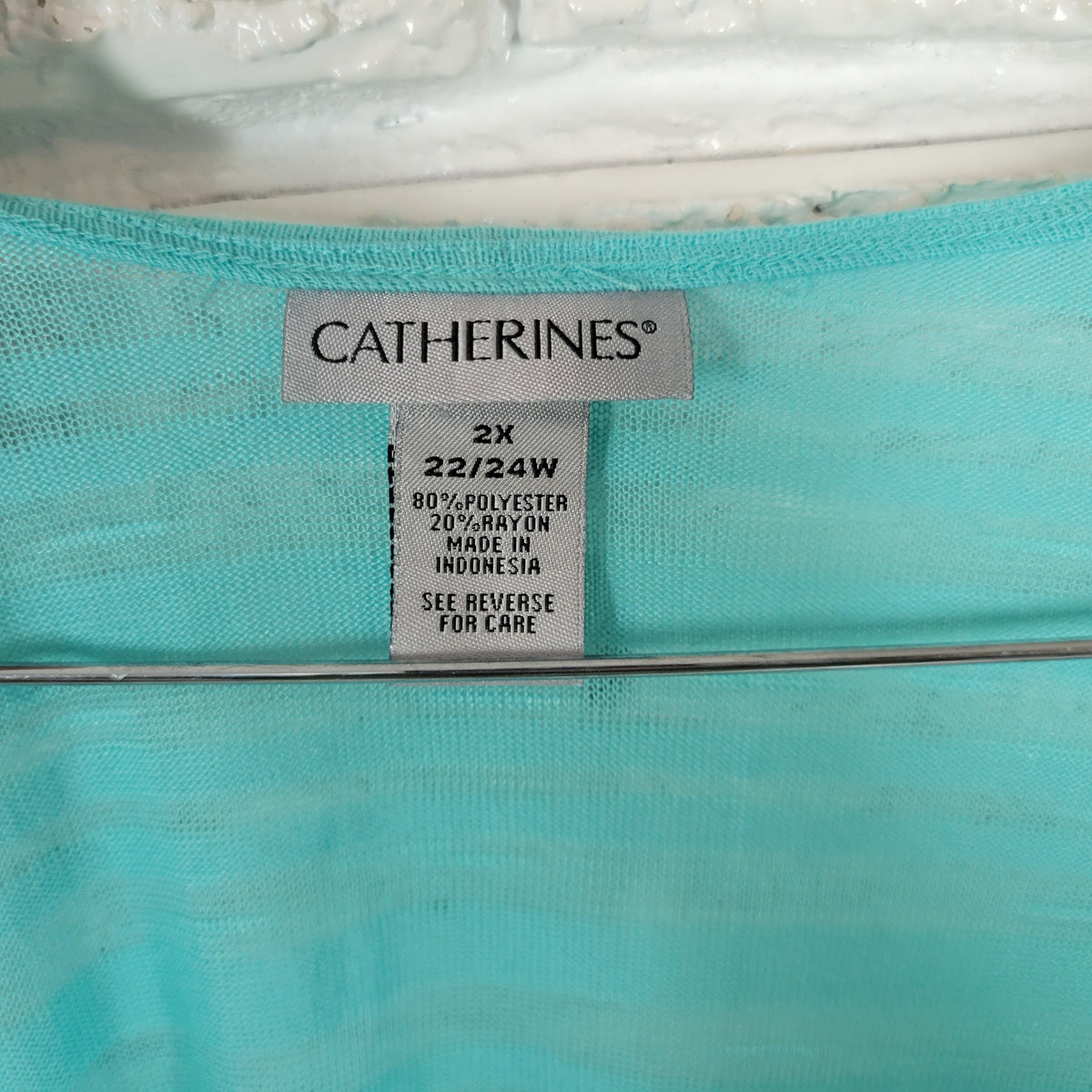 Catherines Blue Open Cardigan Top Sheer Lightweight Plus Size 2X Blouse Shirt BLU111E