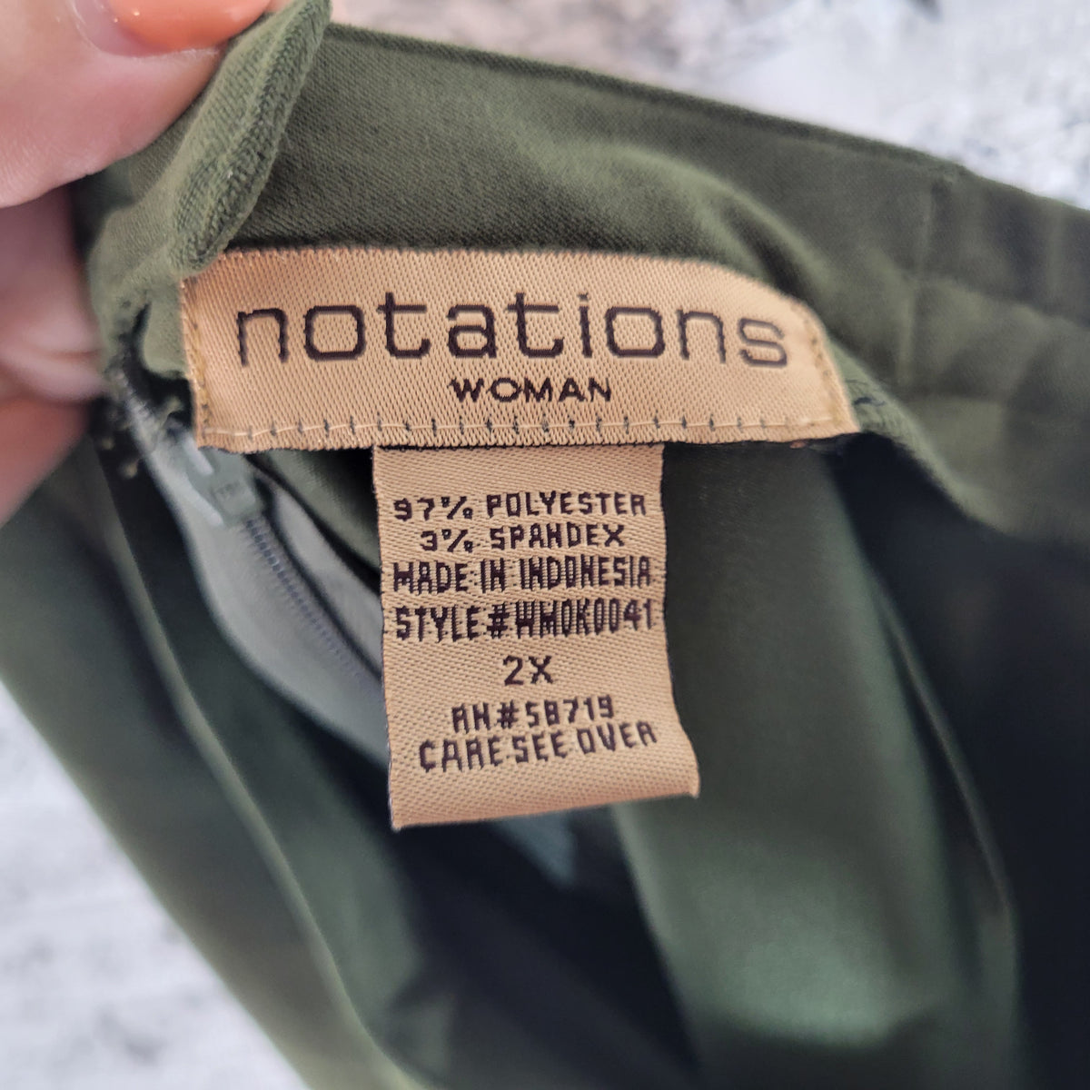 NotationS 2X Pencil Midi Skirt Green Velour Embroidered Lined Zip Plus Straight GRE18E