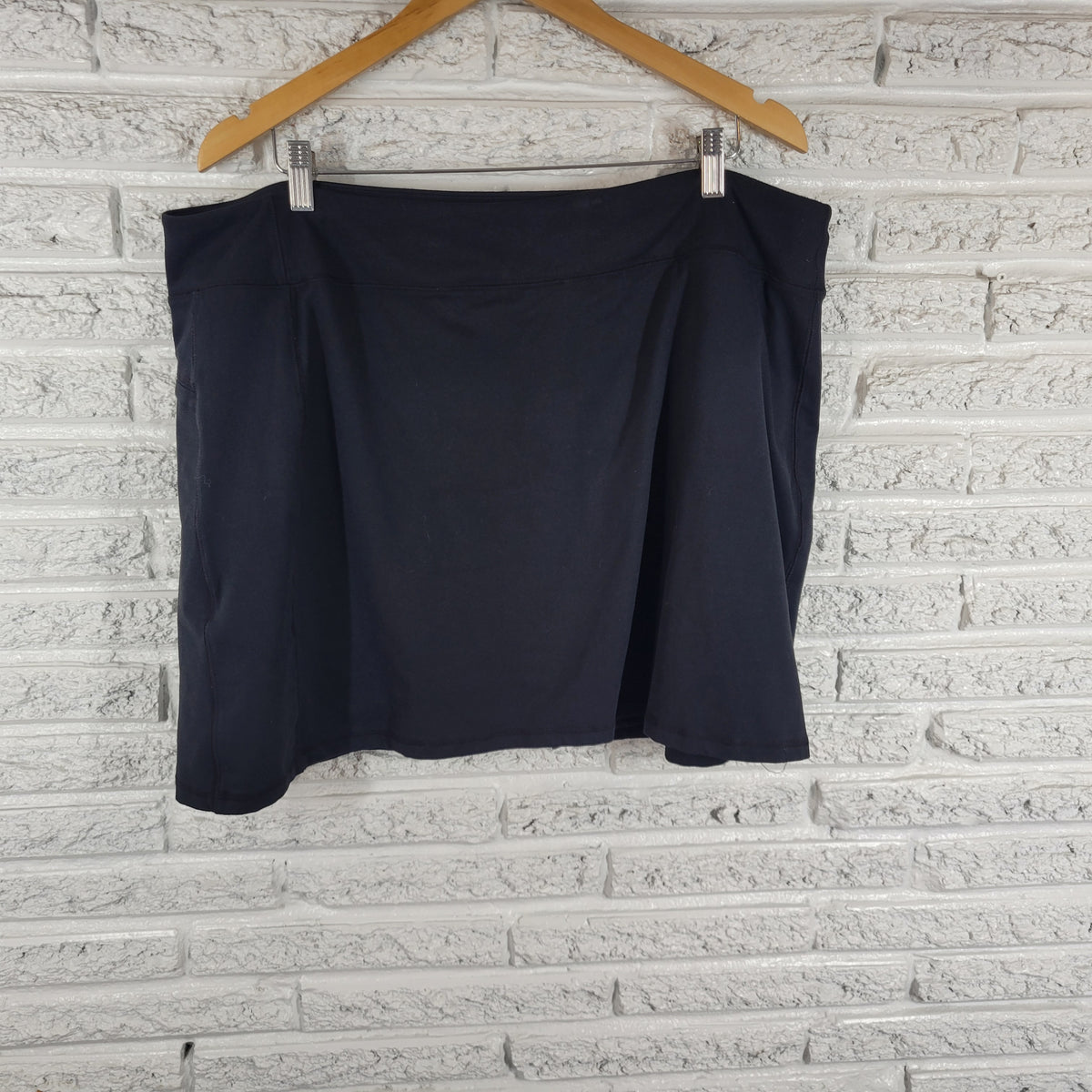 Lands End Skort Womens 2X Black Elastic Waist Stretch Pull On Casual Athletic BLA24E